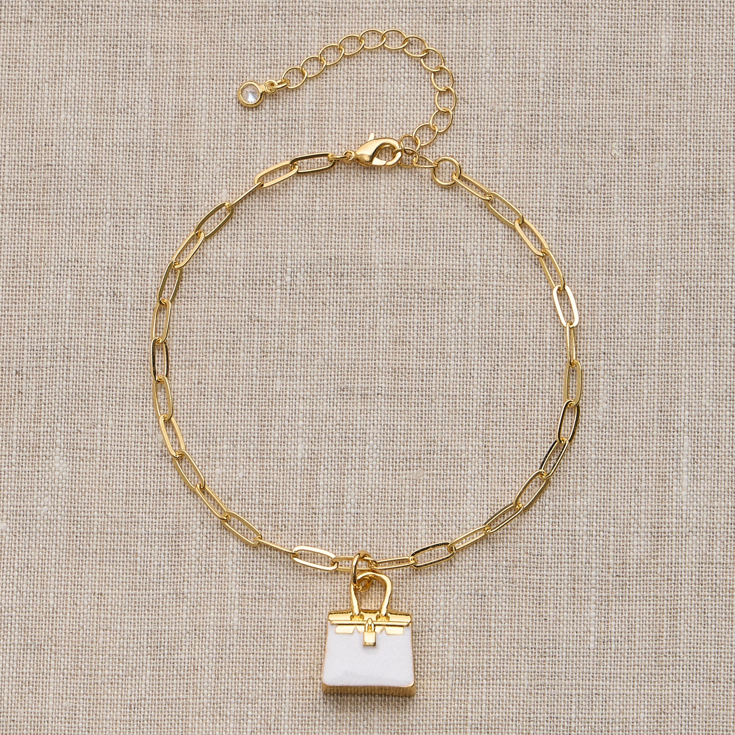 Gold Chain Bracelet with Petite Purse Charm – Adjustable Fit