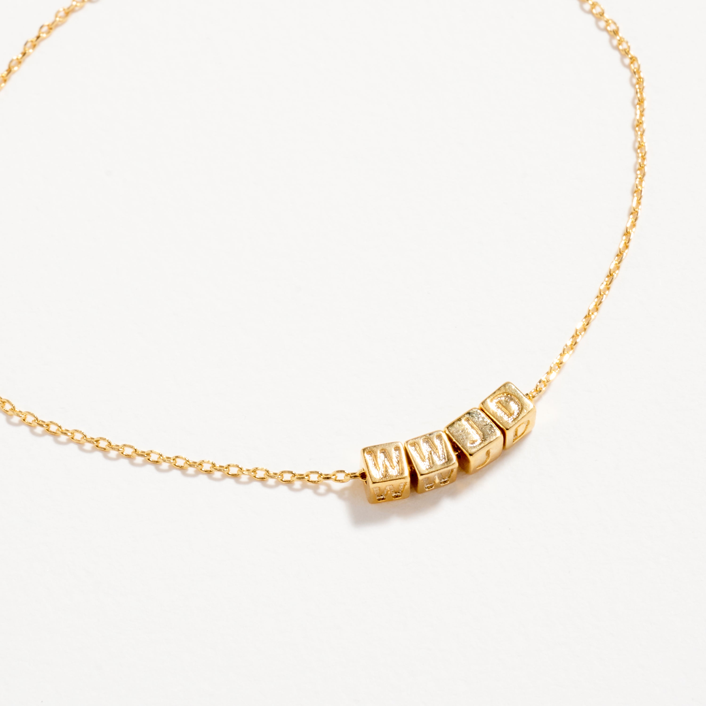 Gold Letter Cube Chain Bracelet | WWJD Charm