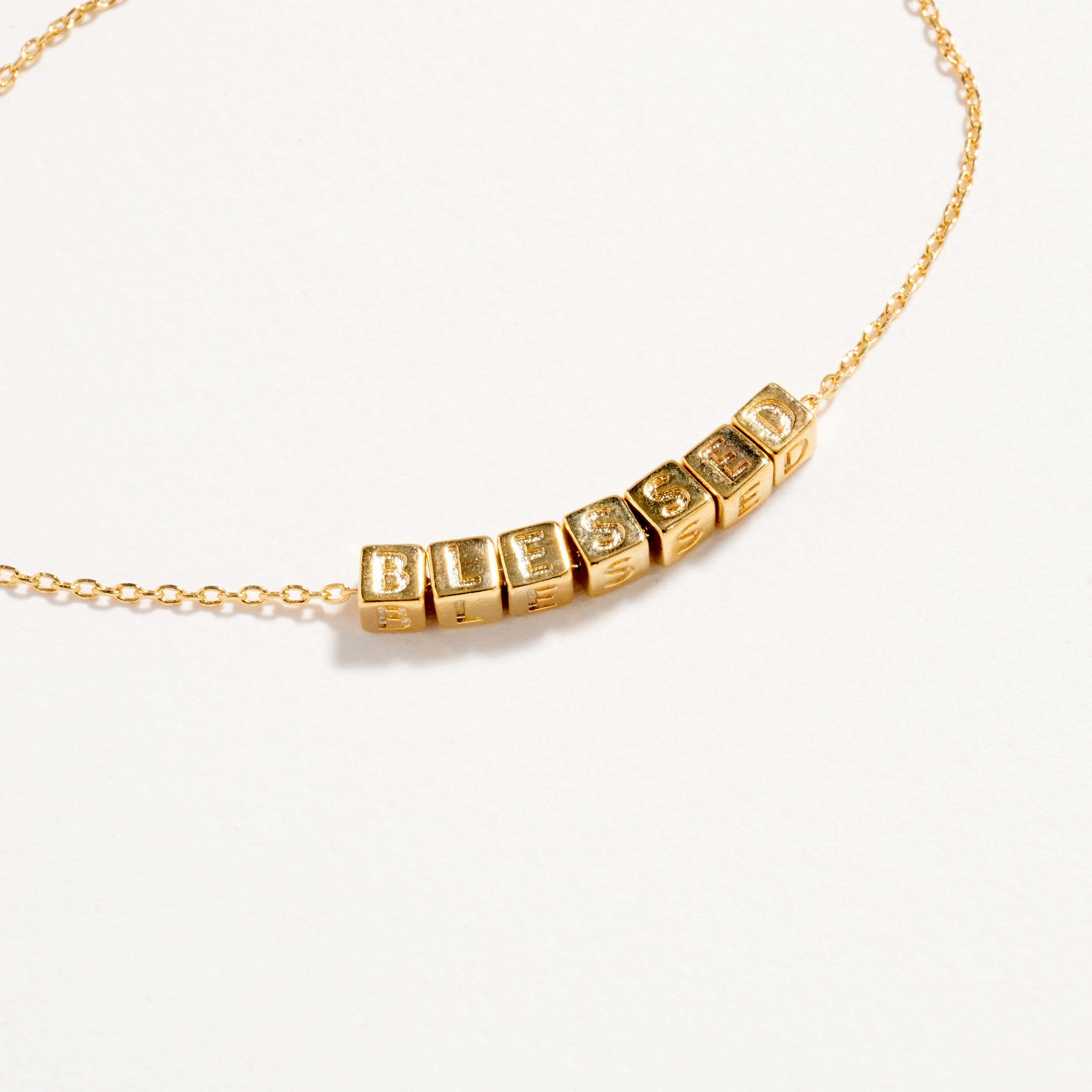 Gold-Dipped BLESSED Bracelet | Faith-Inspired Letter Chain