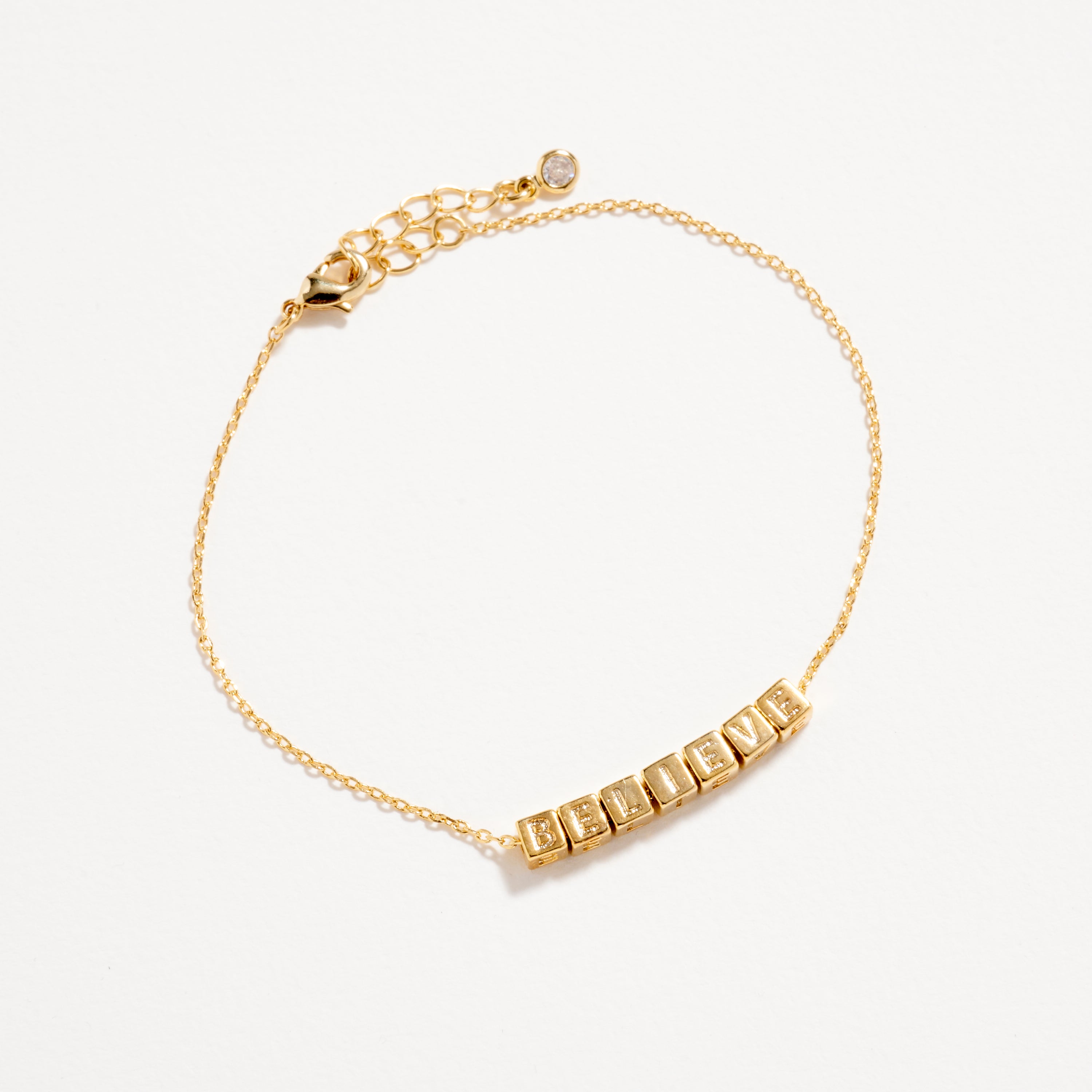 Gold-Dipped BELIEVE Bracelet – Inspirational Letter Chain