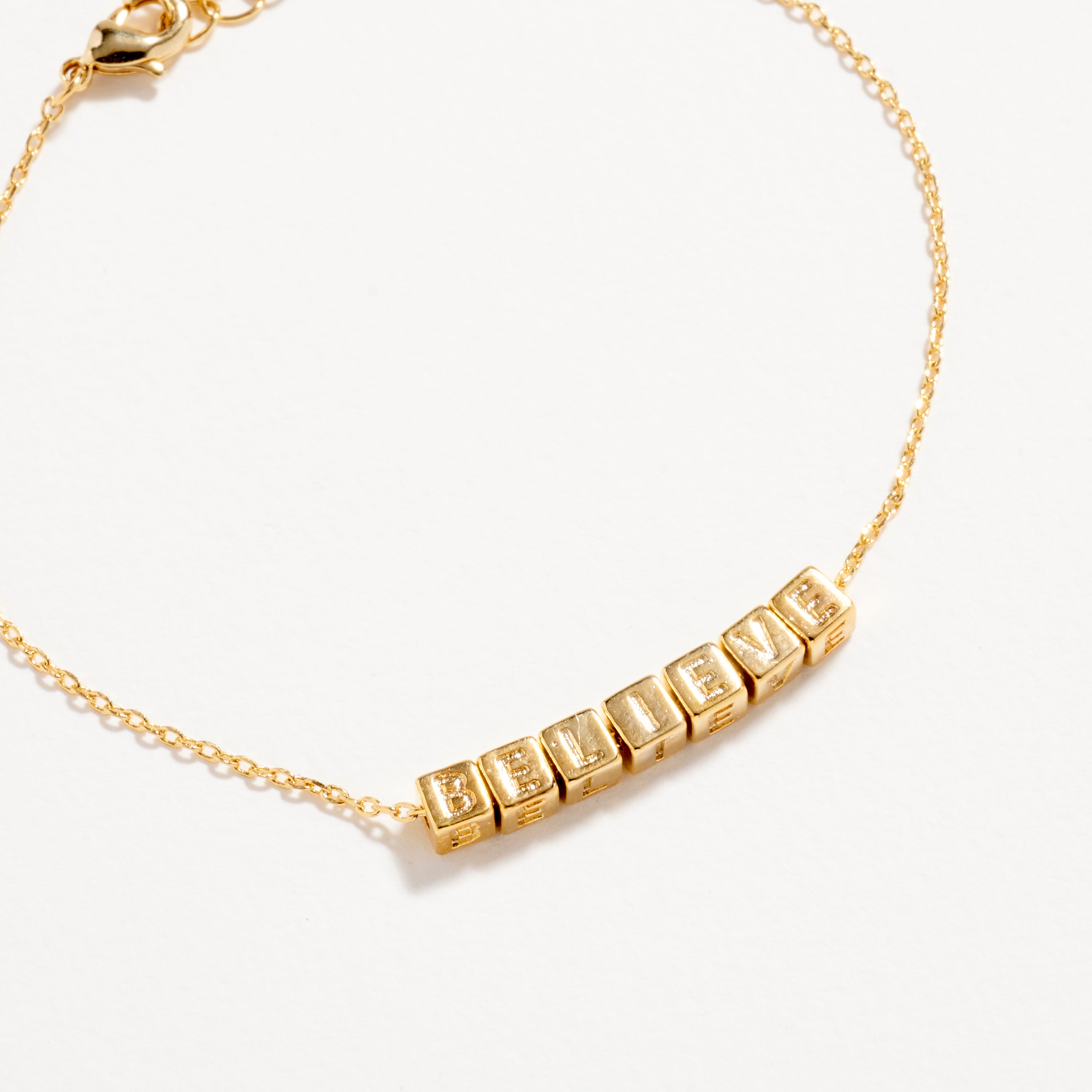 Gold-Dipped BELIEVE Bracelet – Inspirational Letter Chain