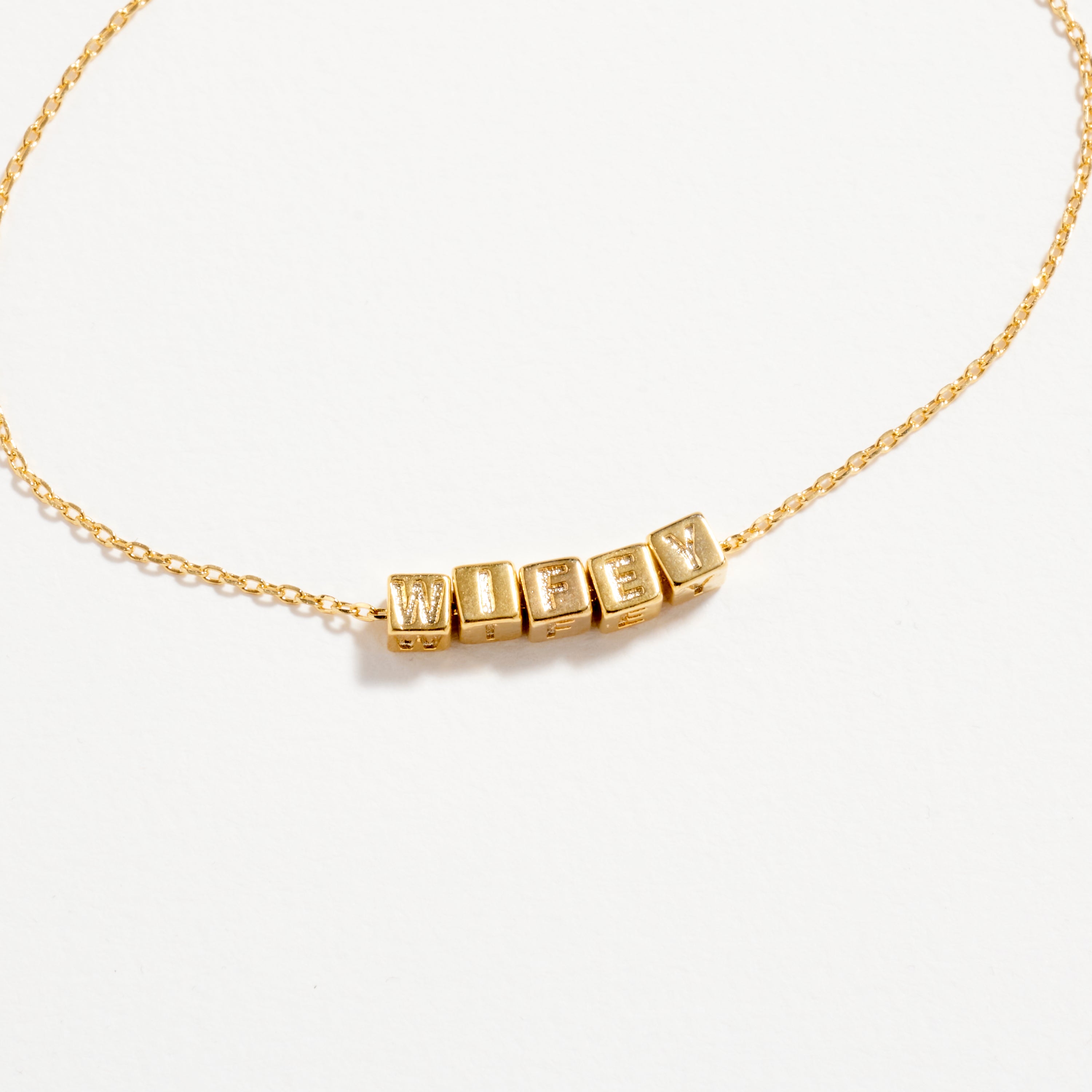 Gold Dipped Wifey' Personalized Letter Beaded Chain Bracelet
