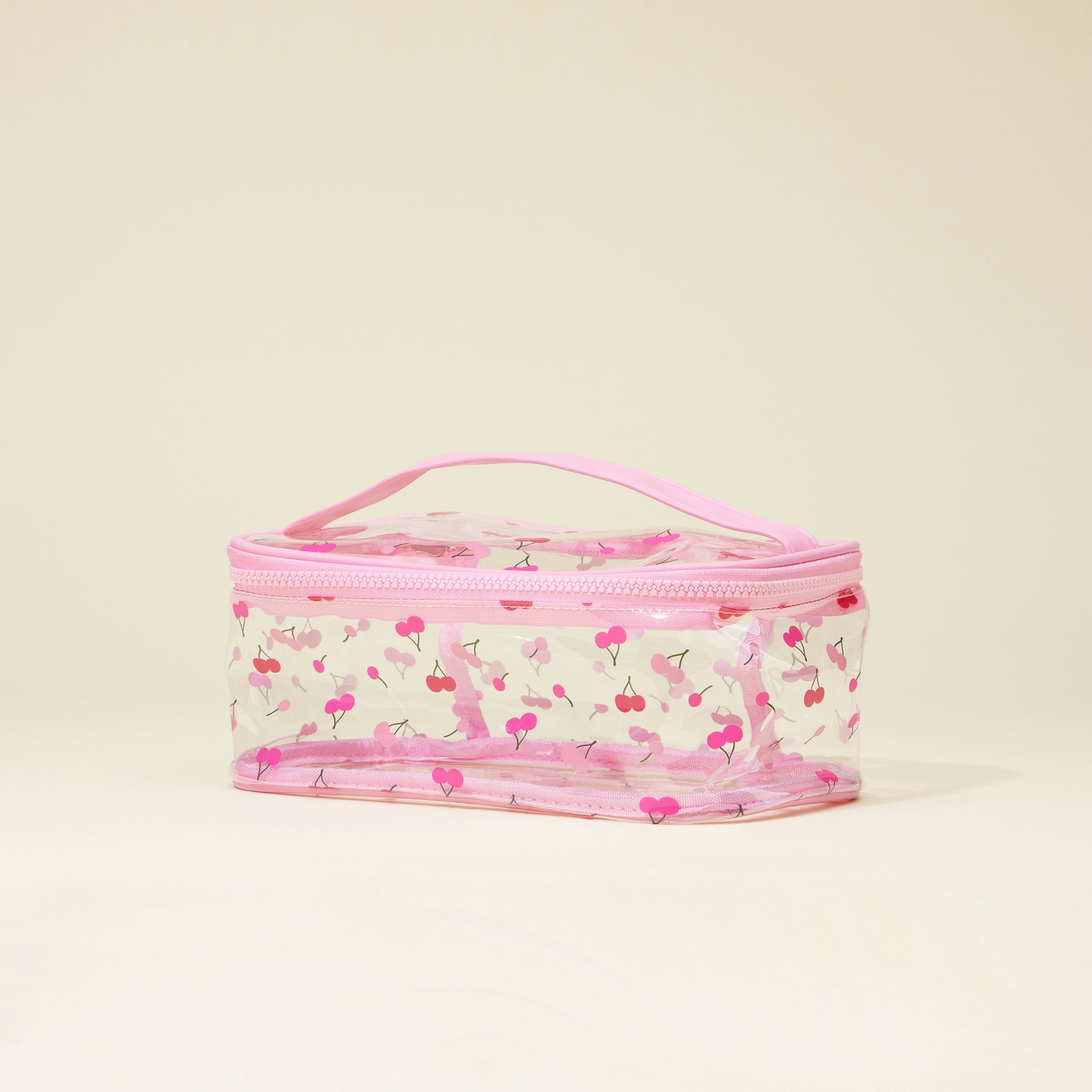 Fruit-Print Clear Makeup Bag with Handle – Travel-Ready Organizer