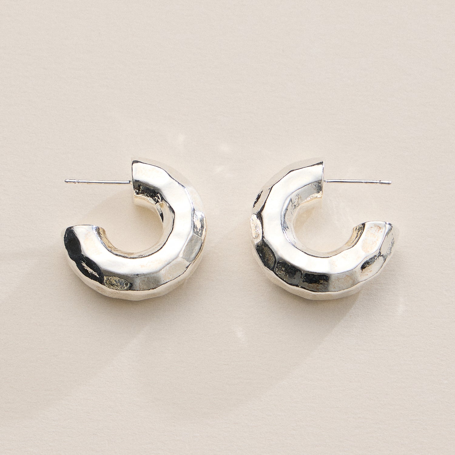 18K Gold Dipped Faceted Chunky Hoop Earrings