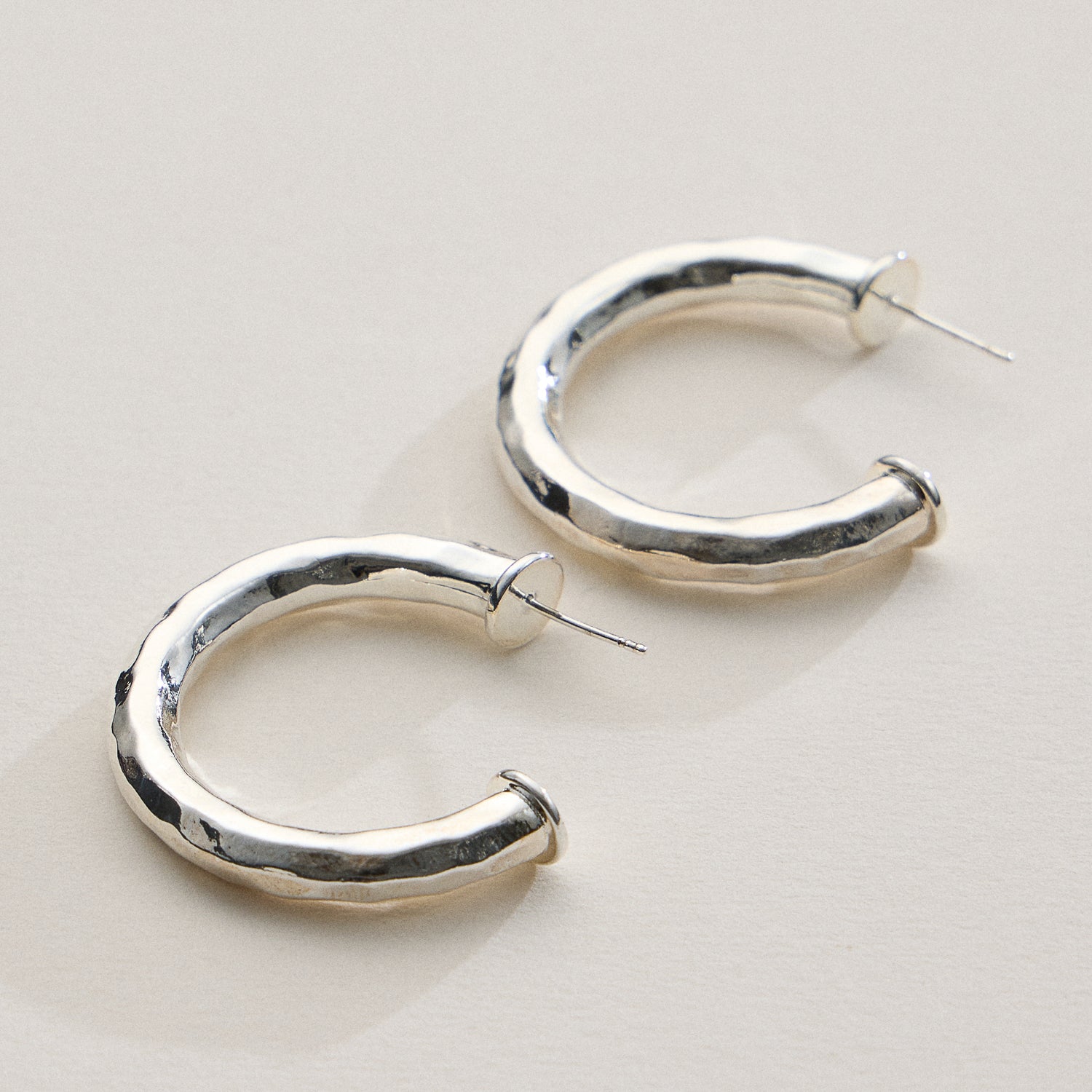18K Gold Dipped Hammered Metal Hoop Earrings