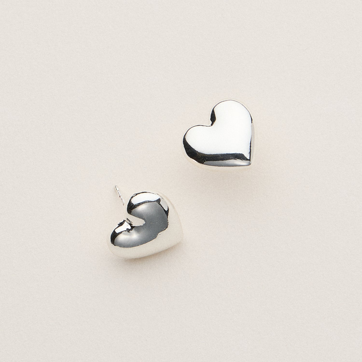 18K Gold-Dipped Polished Puffy Heart Stud Earrings