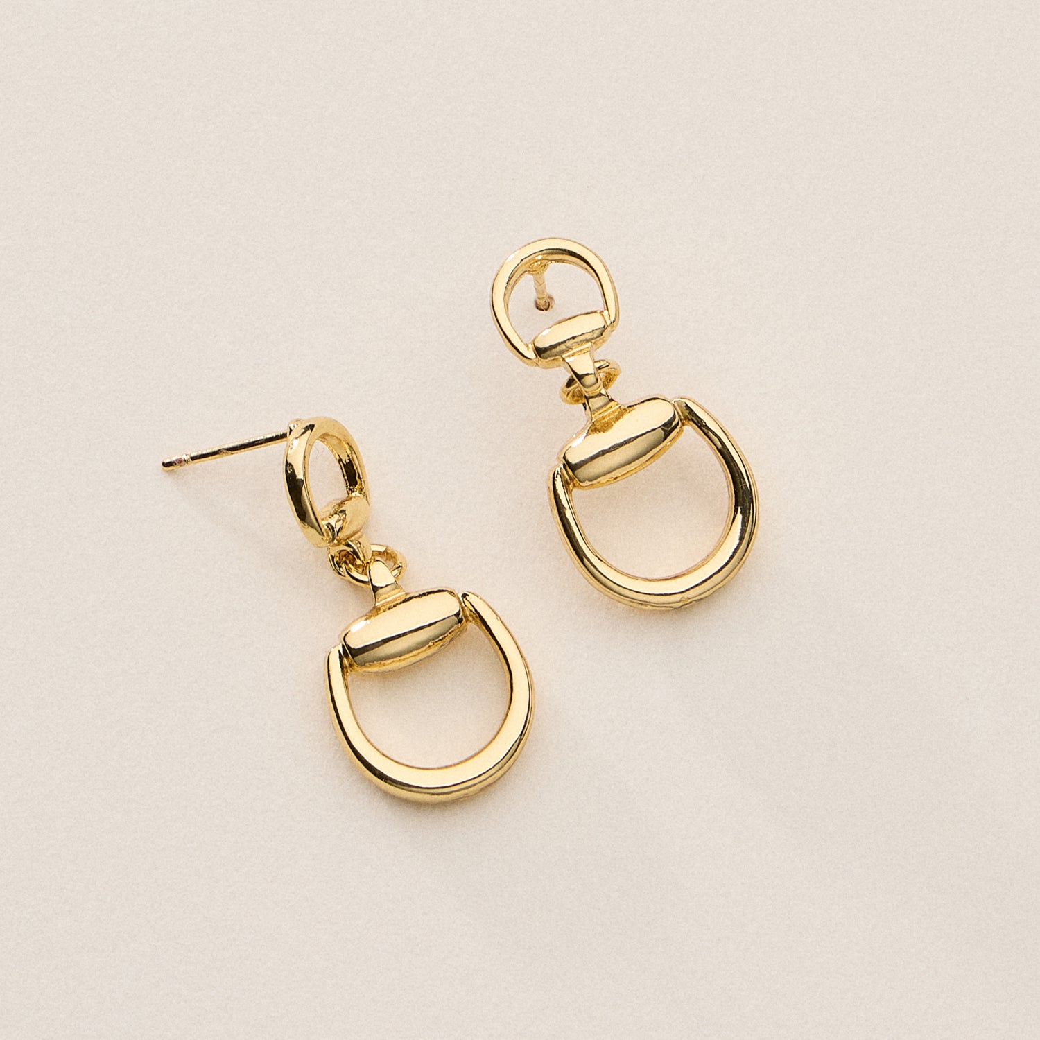 Gold Dipped Buckle Drop Earrings - 18K Gold Dipped