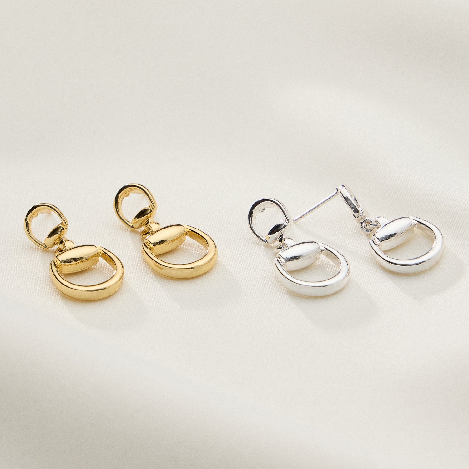 Gold Dipped Buckle Drop Earrings - 18K Gold Dipped