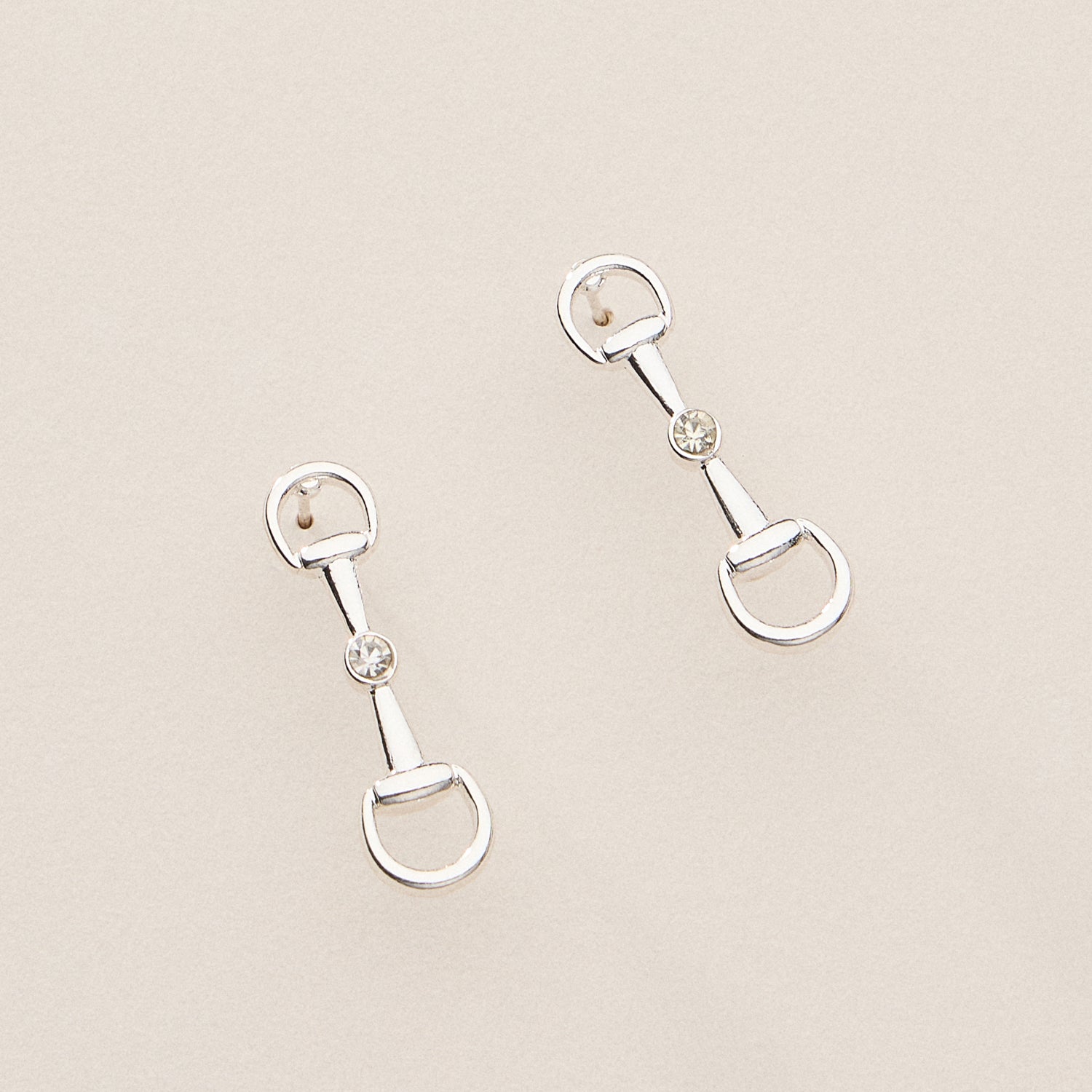 Crystal Accent Bit Stud Earrings – 18K Gold Dipped