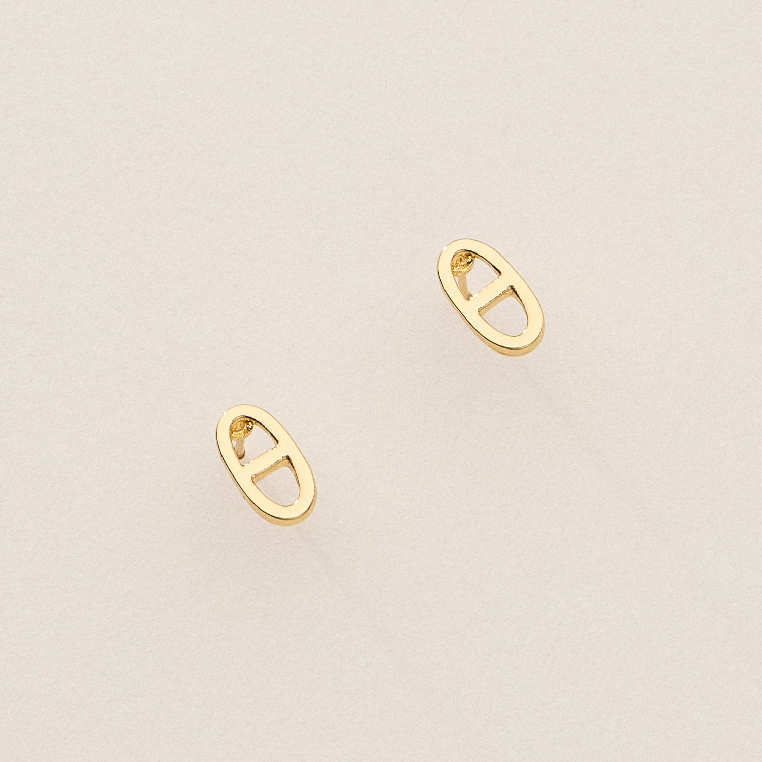 18K Gold-Plated Pavé Oval Link Stud Earrings
