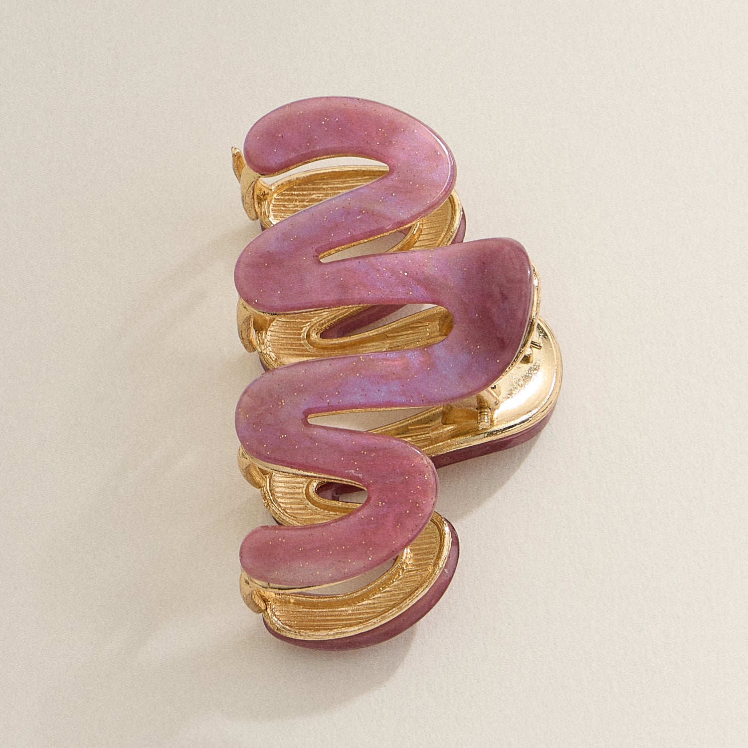 Matte Wavy Claw Clip with Gold Detailing