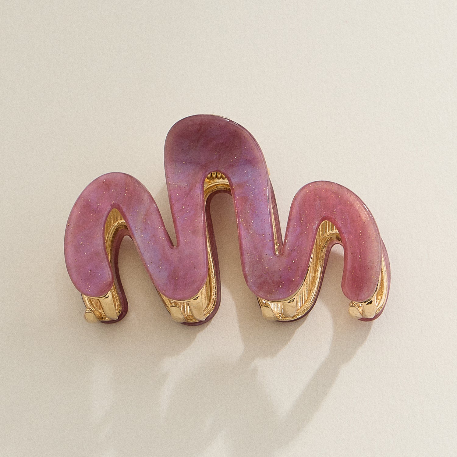 Matte Wavy Claw Clip with Gold Detailing
