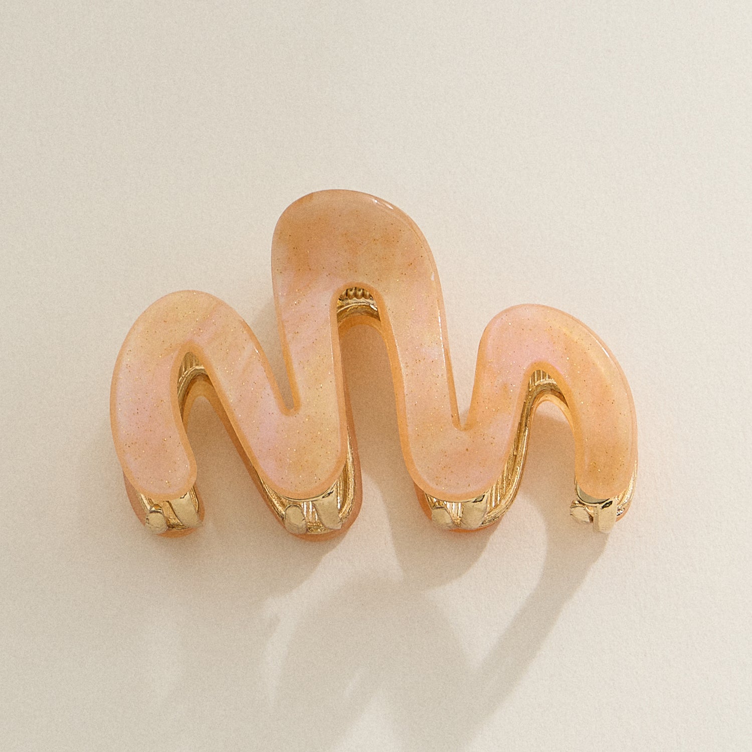 Matte Wavy Claw Clip with Gold Detailing