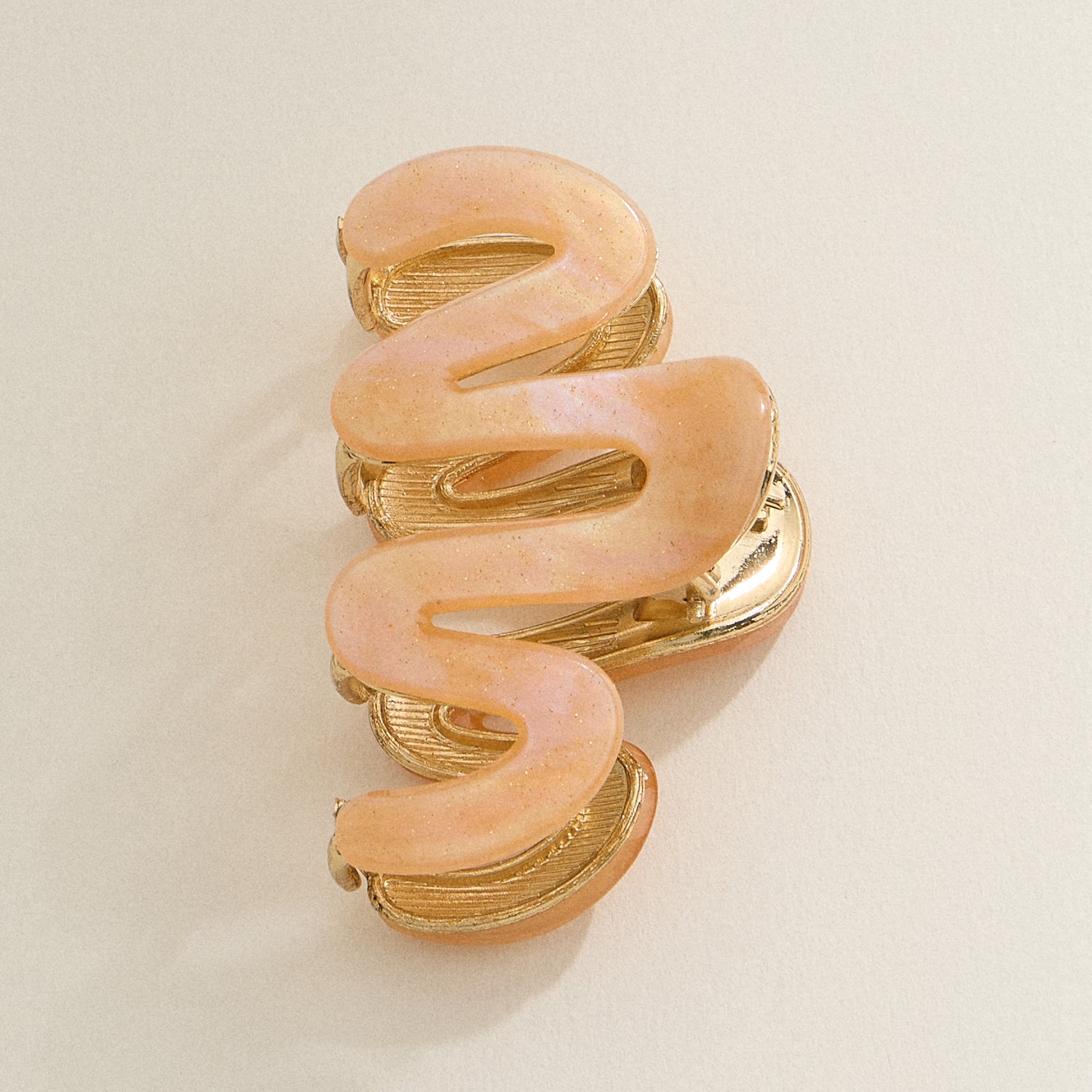 Matte Wavy Claw Clip with Gold Detailing