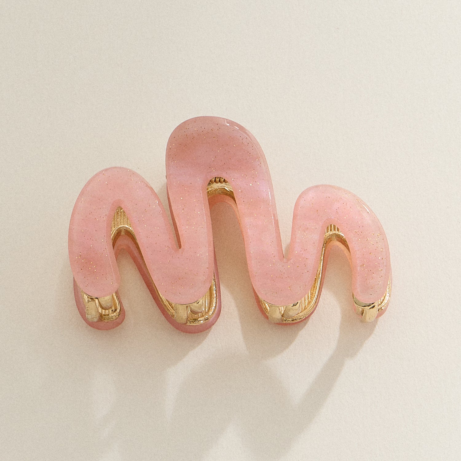 Matte Wavy Claw Clip with Gold Detailing