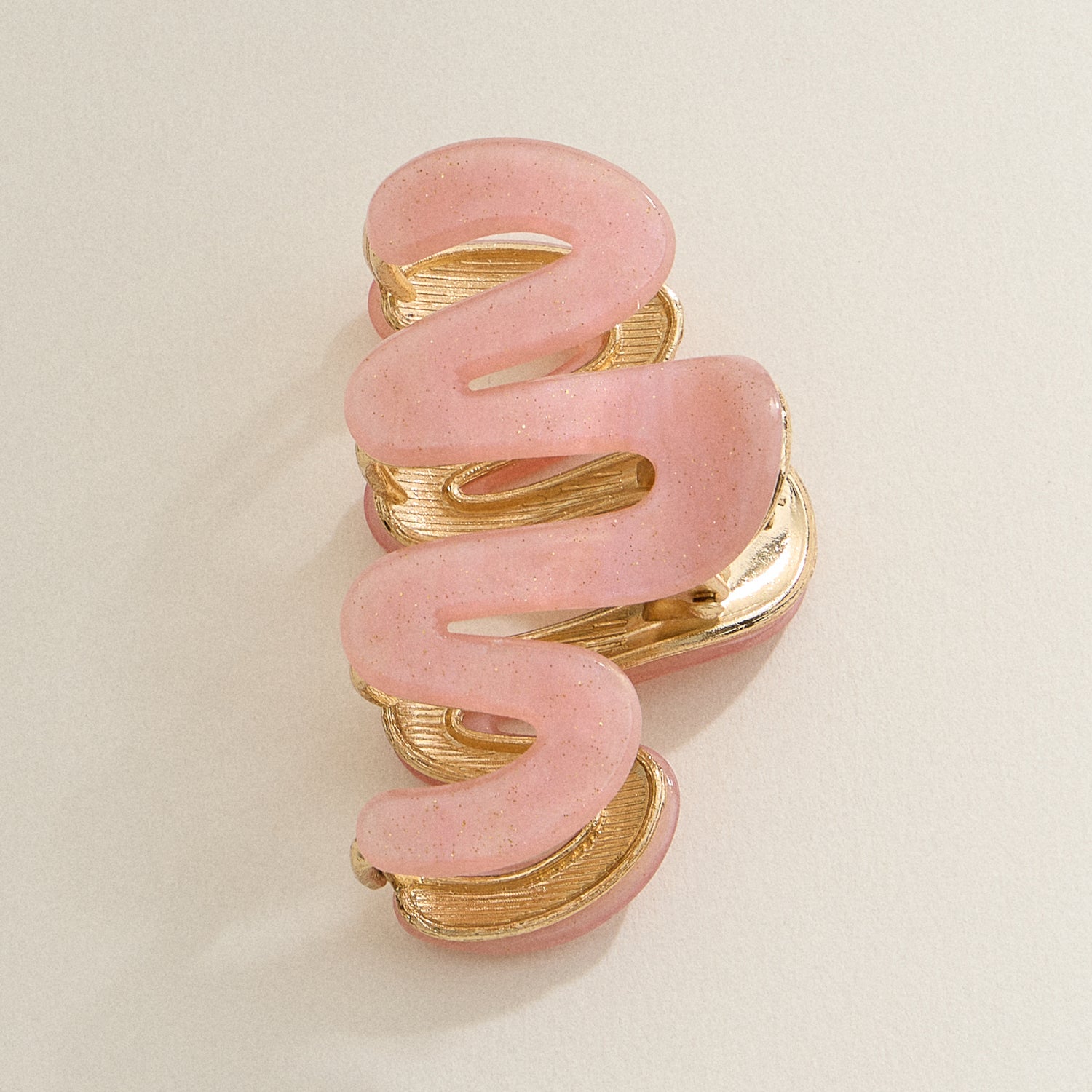 Matte Wavy Claw Clip with Gold Detailing