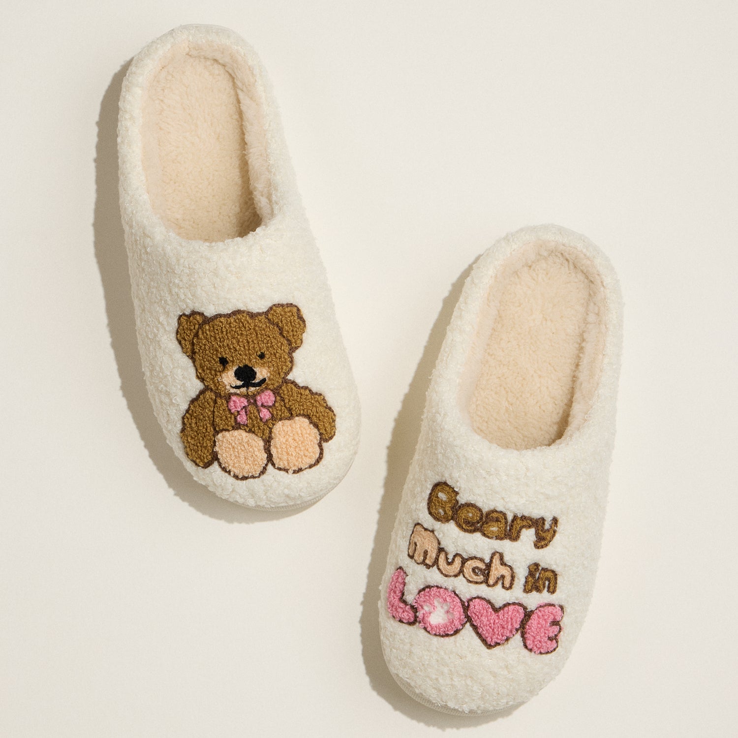 Beary Much In Love Teddy Bear Slippers