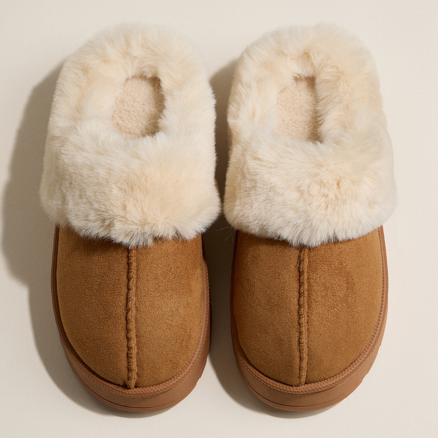 Platform Sherpa Slippers with Suede Finish