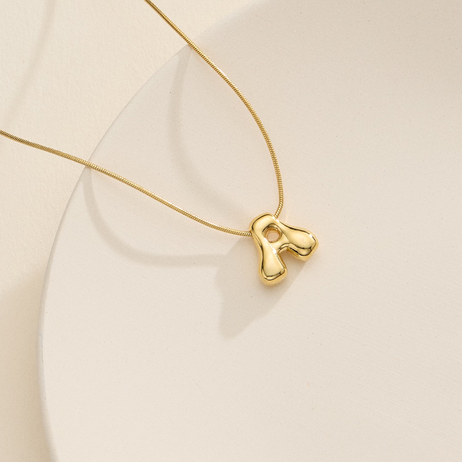 18K Gold-Dipped Bubble Initial Necklace – Personalized Pendant