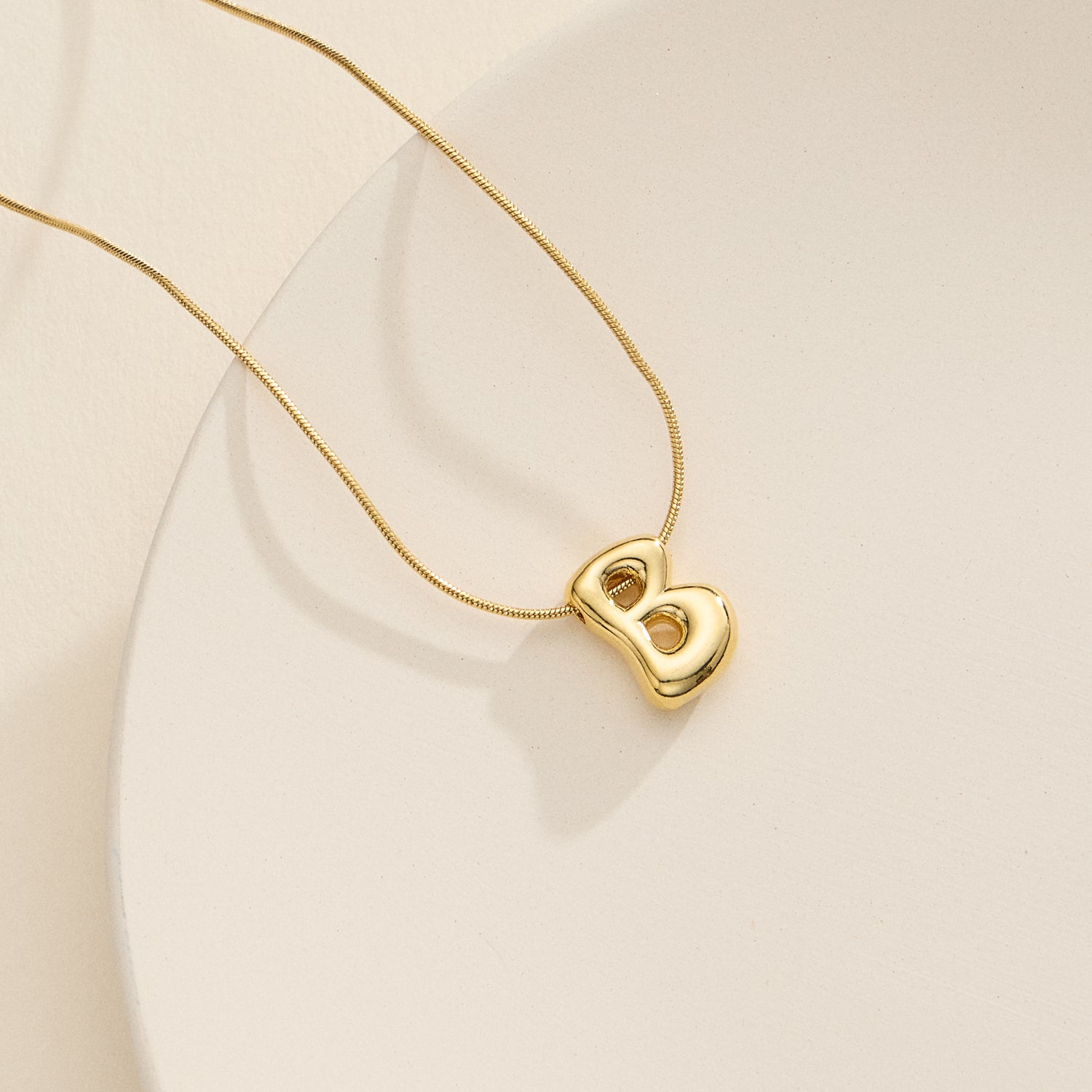 18K Gold-Dipped Bubble Initial Necklace – Personalized Pendant