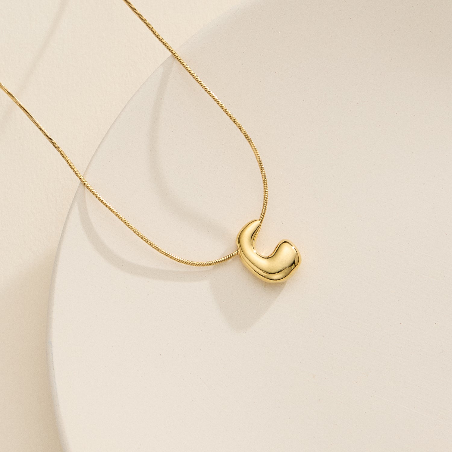 18K Gold-Dipped Bubble Initial Necklace – Personalized Pendant