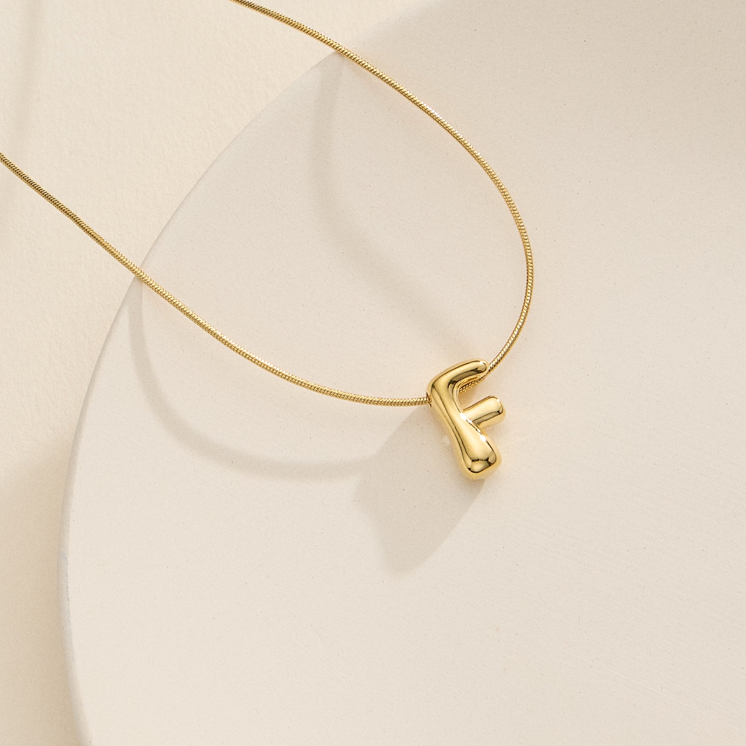 18K Gold-Dipped Bubble Initial Necklace – Personalized Pendant