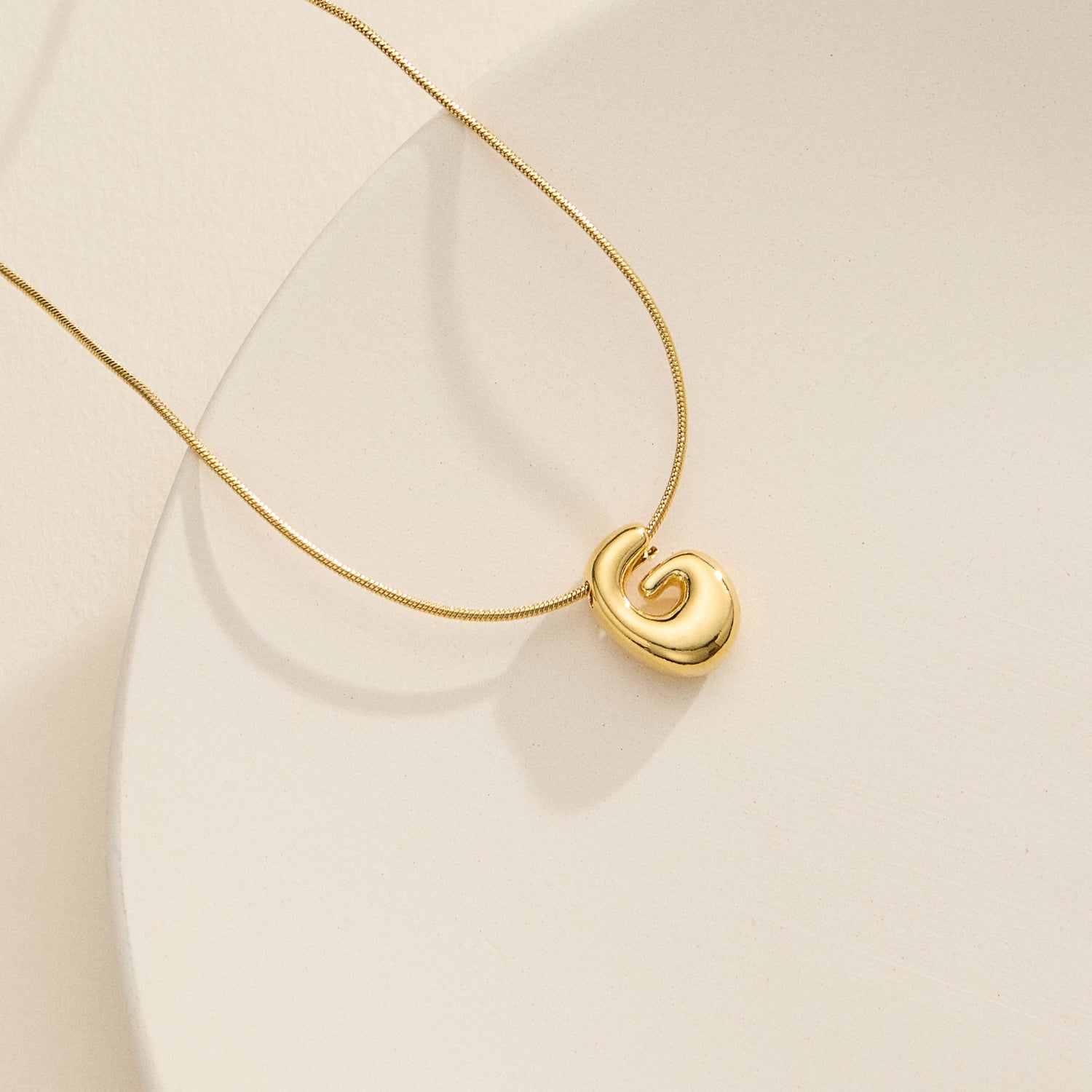 18K Gold-Dipped Bubble Initial Necklace – Personalized Pendant