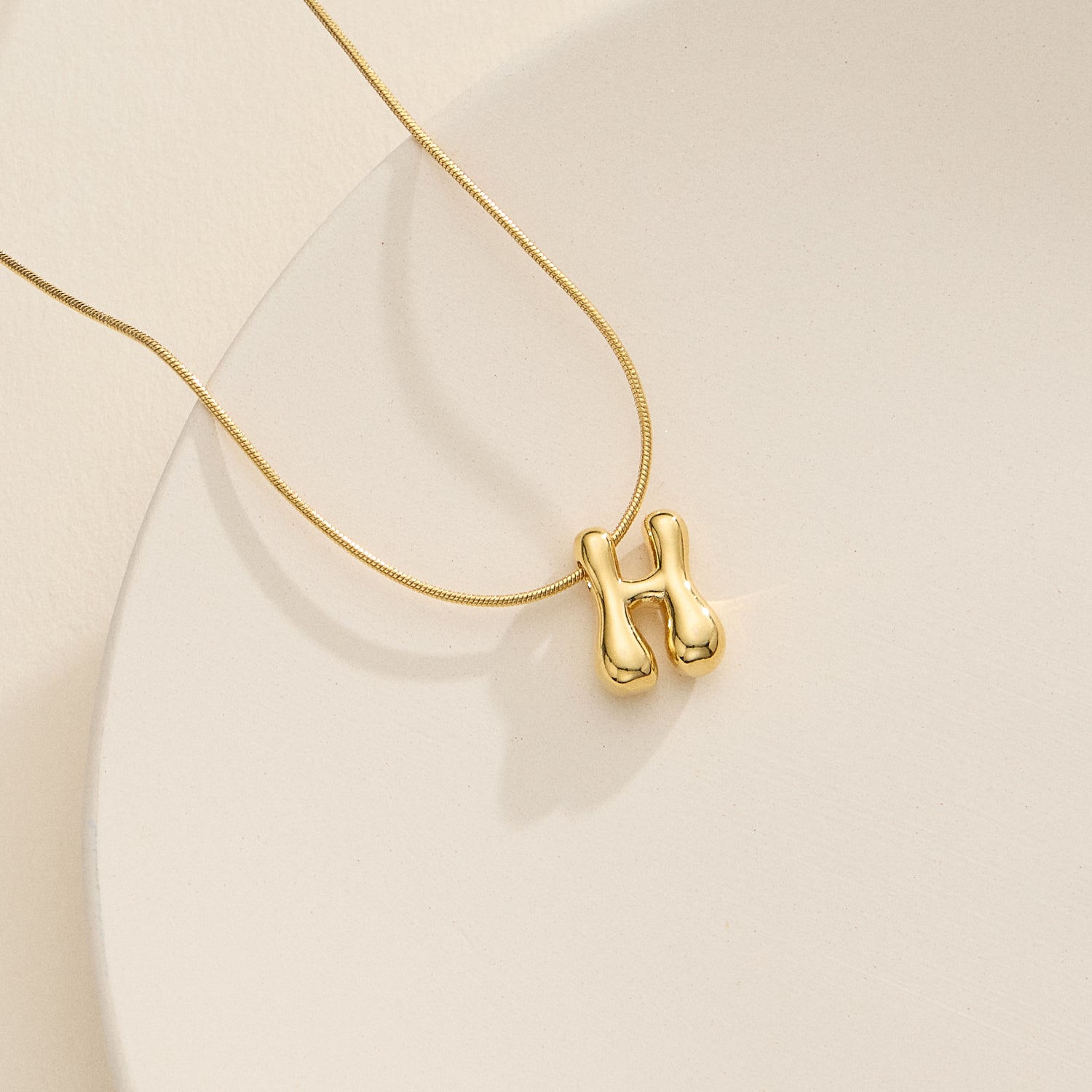 18K Gold-Dipped Bubble Initial Necklace – Personalized Pendant