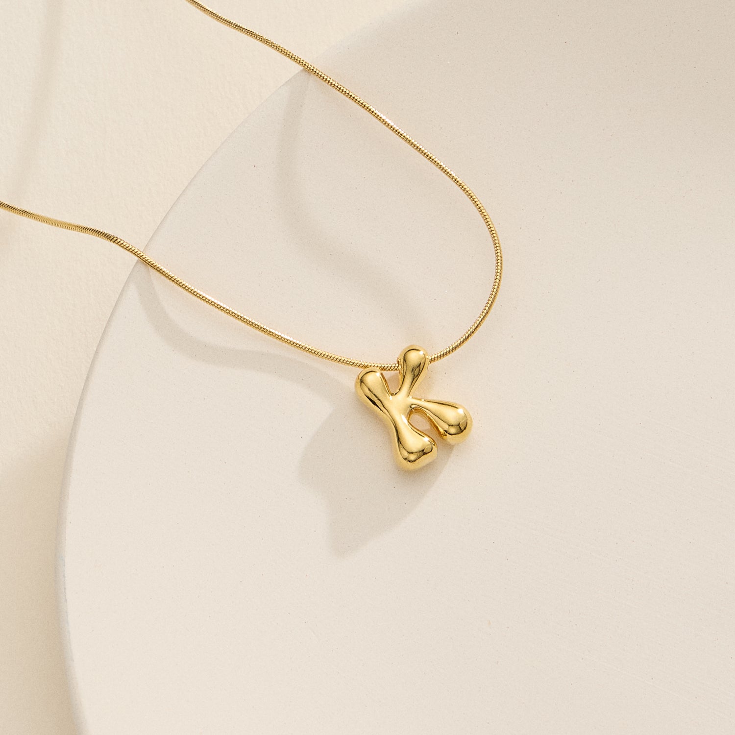 18K Gold-Dipped Bubble Initial Necklace – Personalized Pendant
