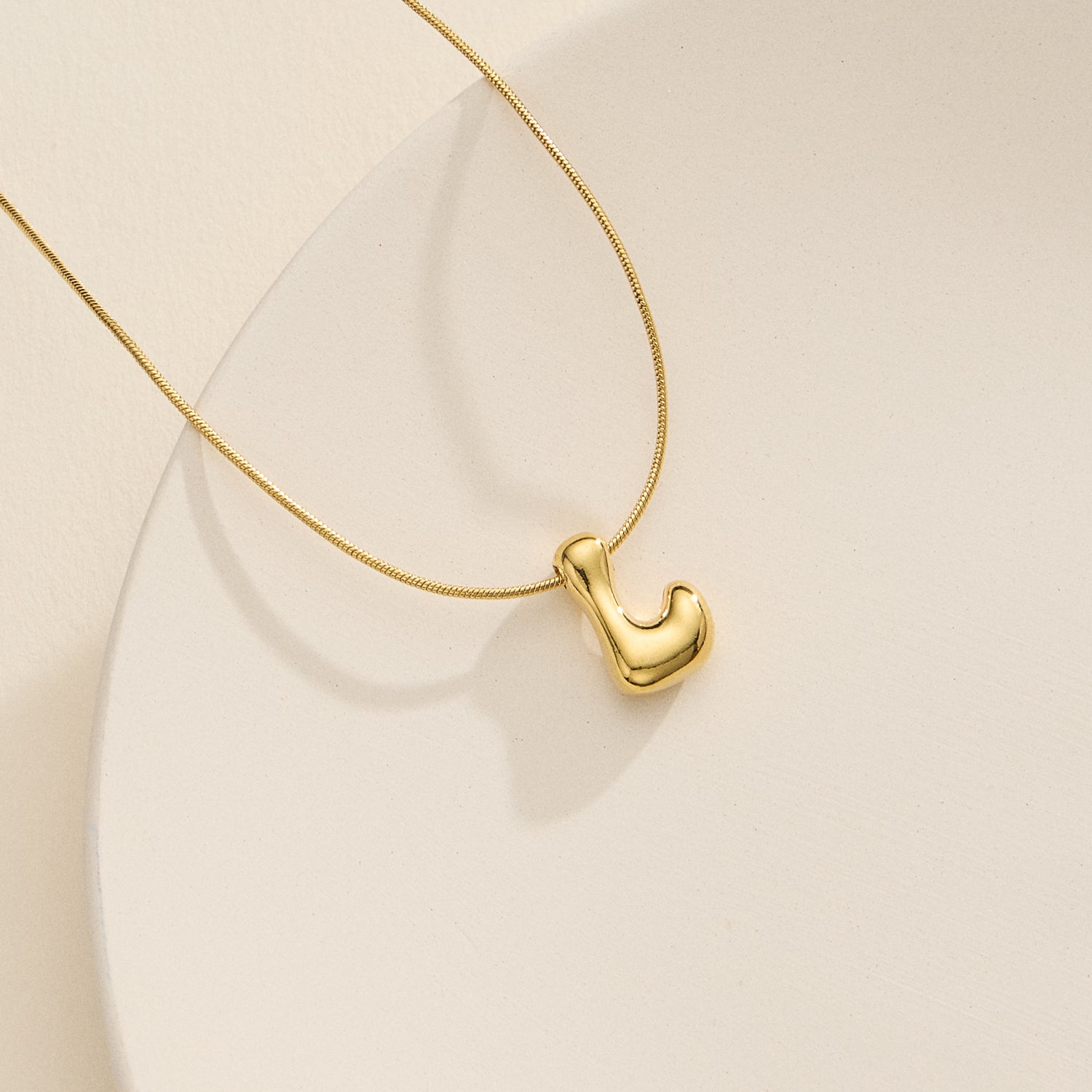 18K Gold-Dipped Bubble Initial Necklace – Personalized Pendant