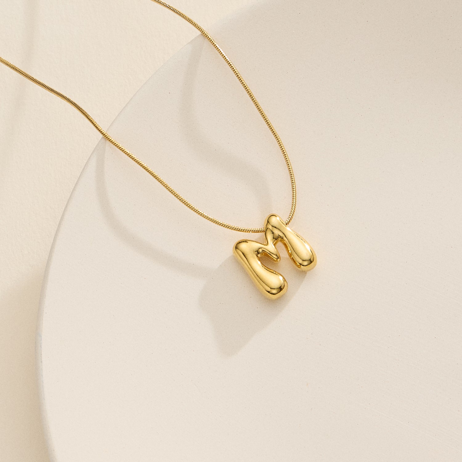 18K Gold-Dipped Bubble Initial Necklace – Personalized Pendant