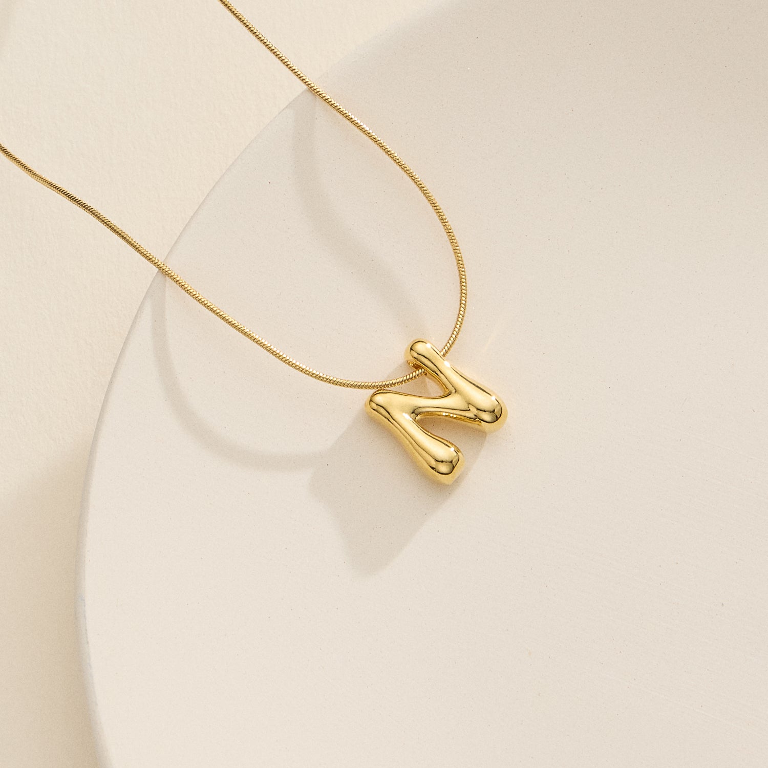 18K Gold-Dipped Bubble Initial Necklace – Personalized Pendant