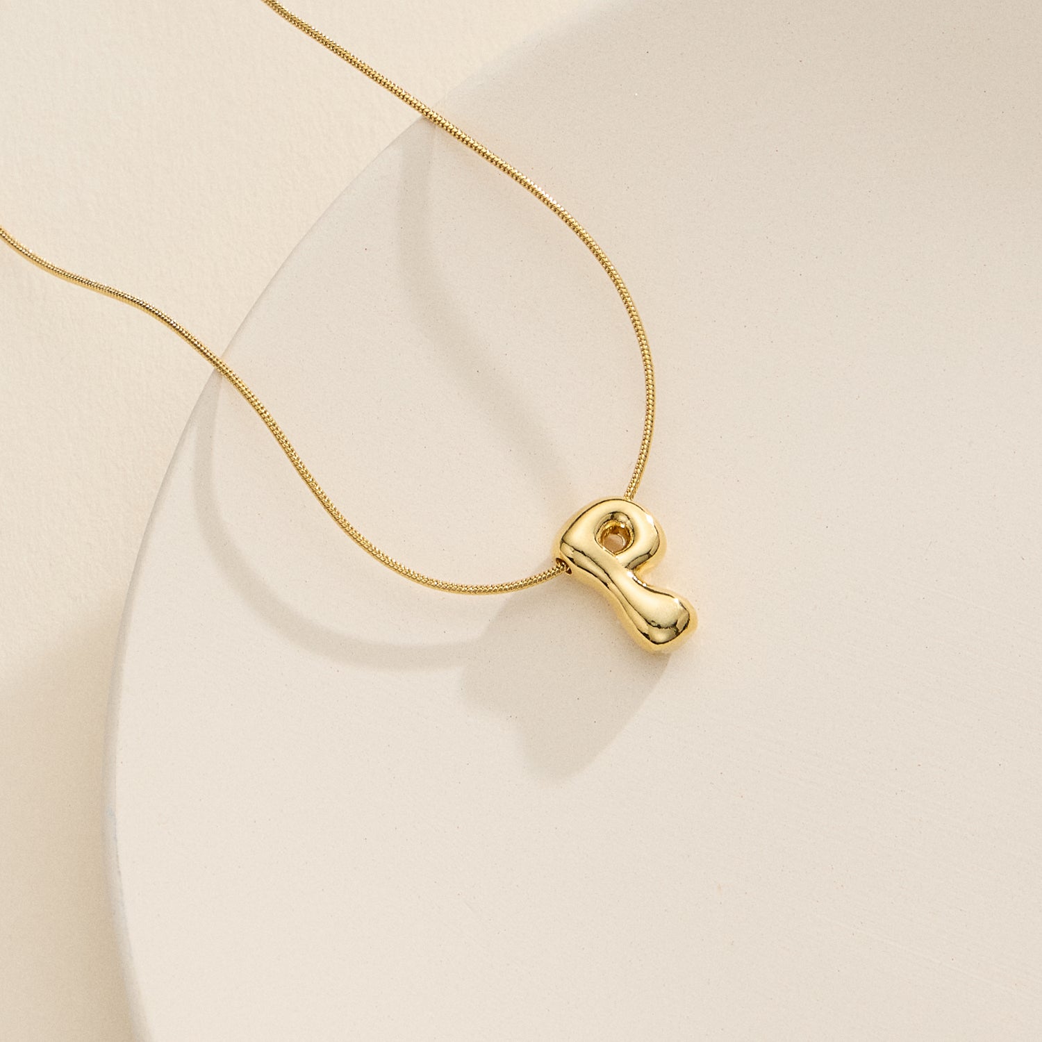 18K Gold-Dipped Bubble Initial Necklace – Personalized Pendant