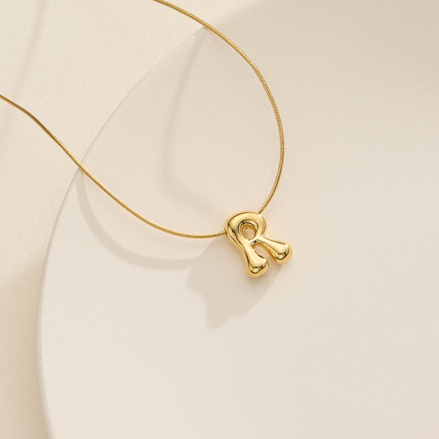 18K Gold-Dipped Bubble Initial Necklace – Personalized Pendant