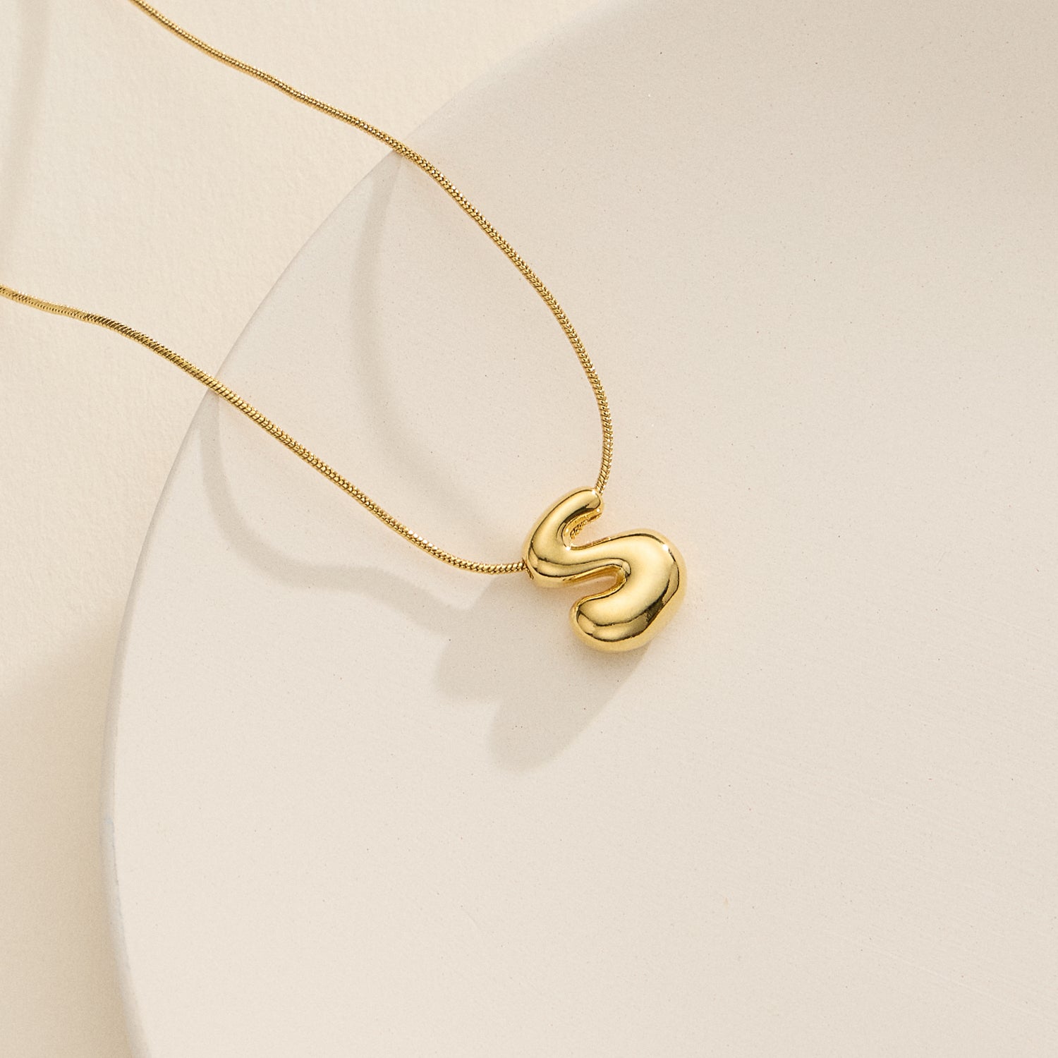 18K Gold-Dipped Bubble Initial Necklace – Personalized Pendant