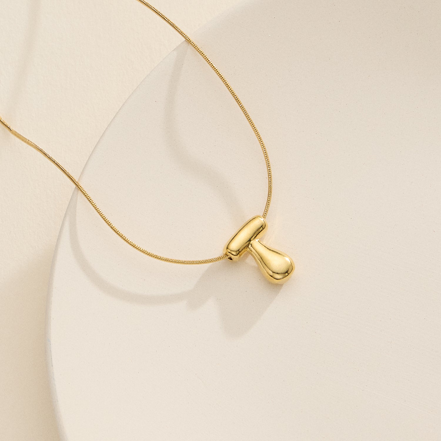 18K Gold-Dipped Bubble Initial Necklace – Personalized Pendant