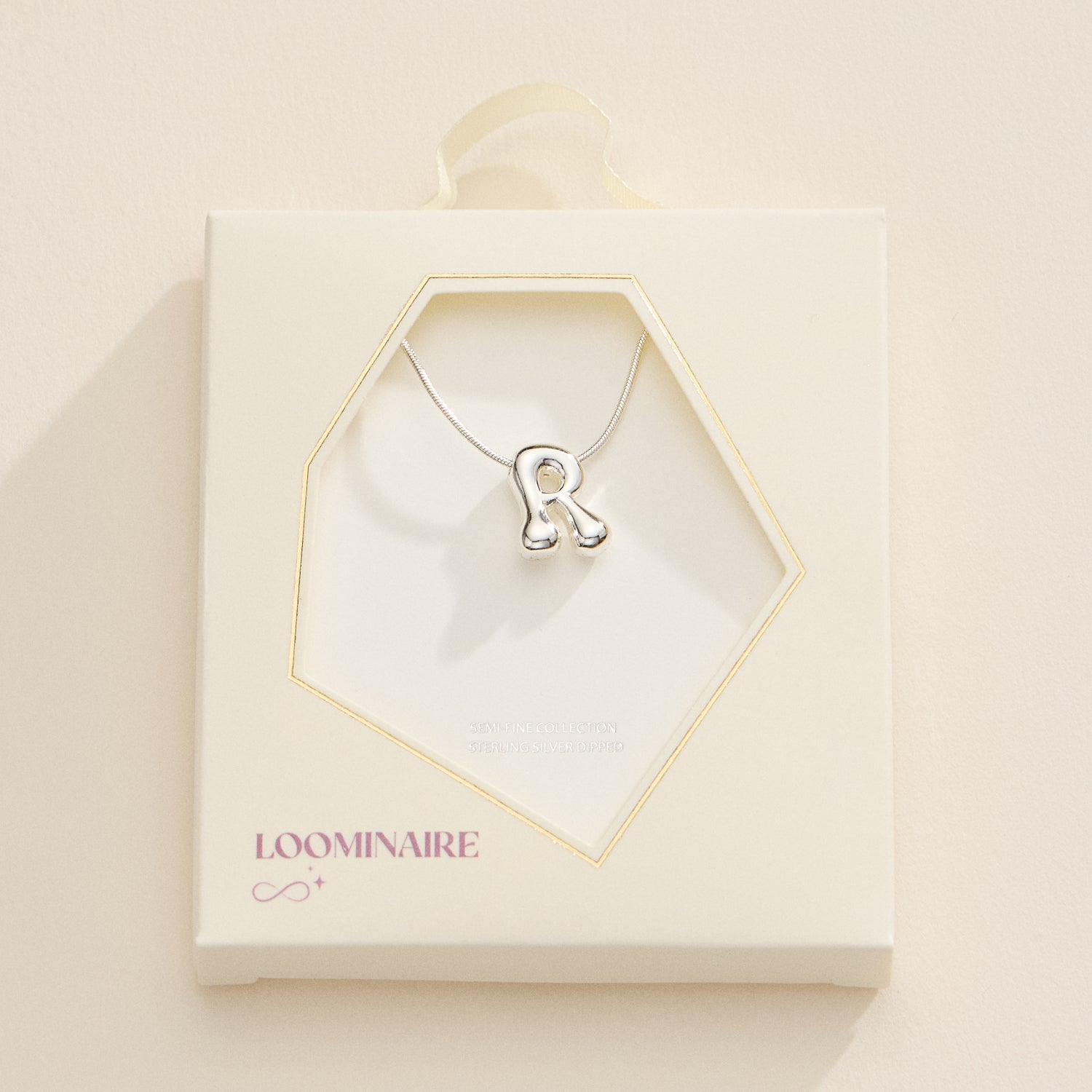 18K Gold-Dipped Bubble Initial Necklace – Personalized Pendant