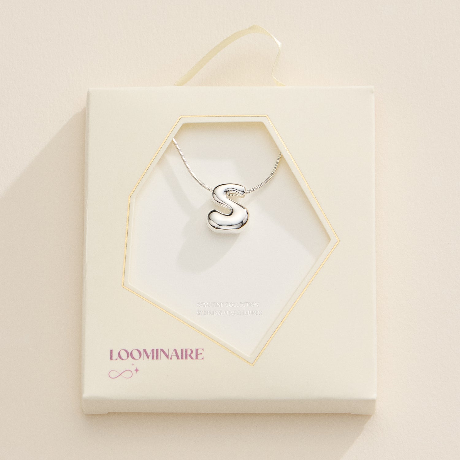 18K Gold-Dipped Bubble Initial Necklace – Personalized Pendant