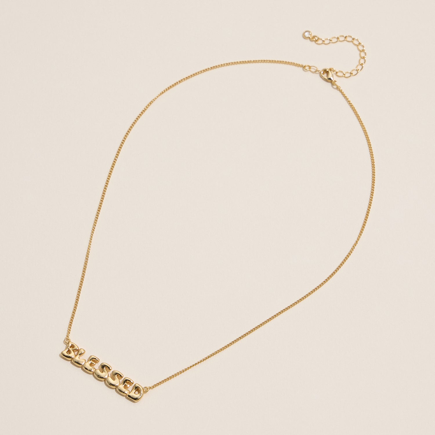 Blessed Bubble Letter Pendant Necklace – Gold or Silver - 18K Gold Dipped