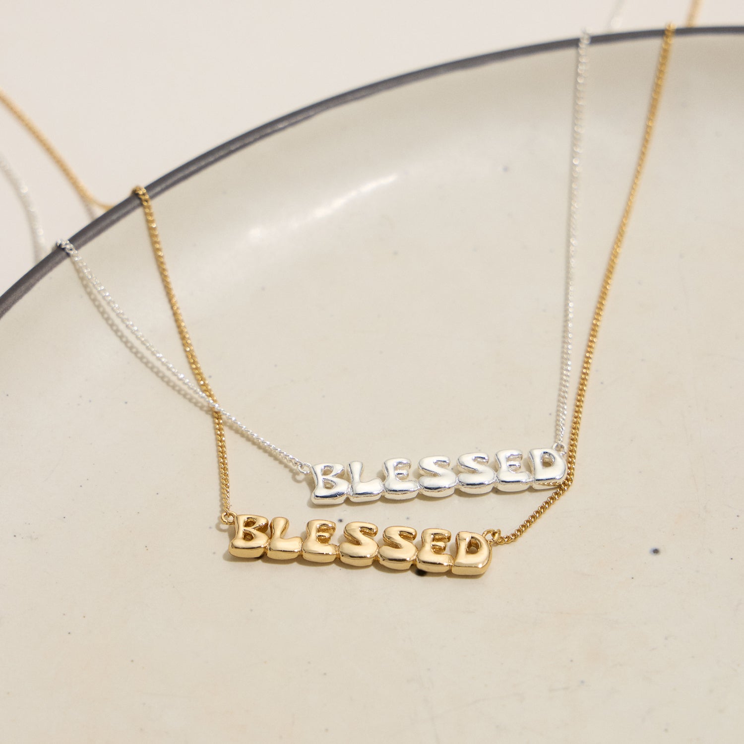 Blessed Word Pendant Necklace – Gold or Silver - 18K Gold Dipped