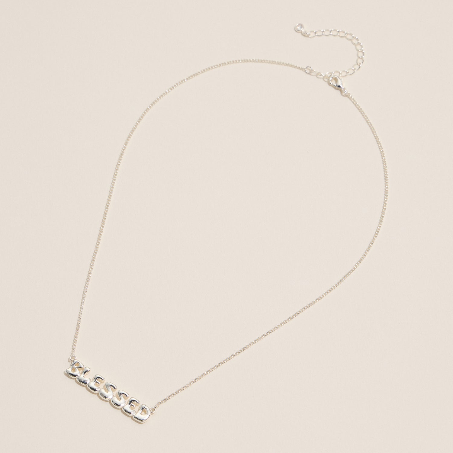 Blessed Bubble Letter Pendant Necklace – Gold or Silver - 18K Gold Dipped