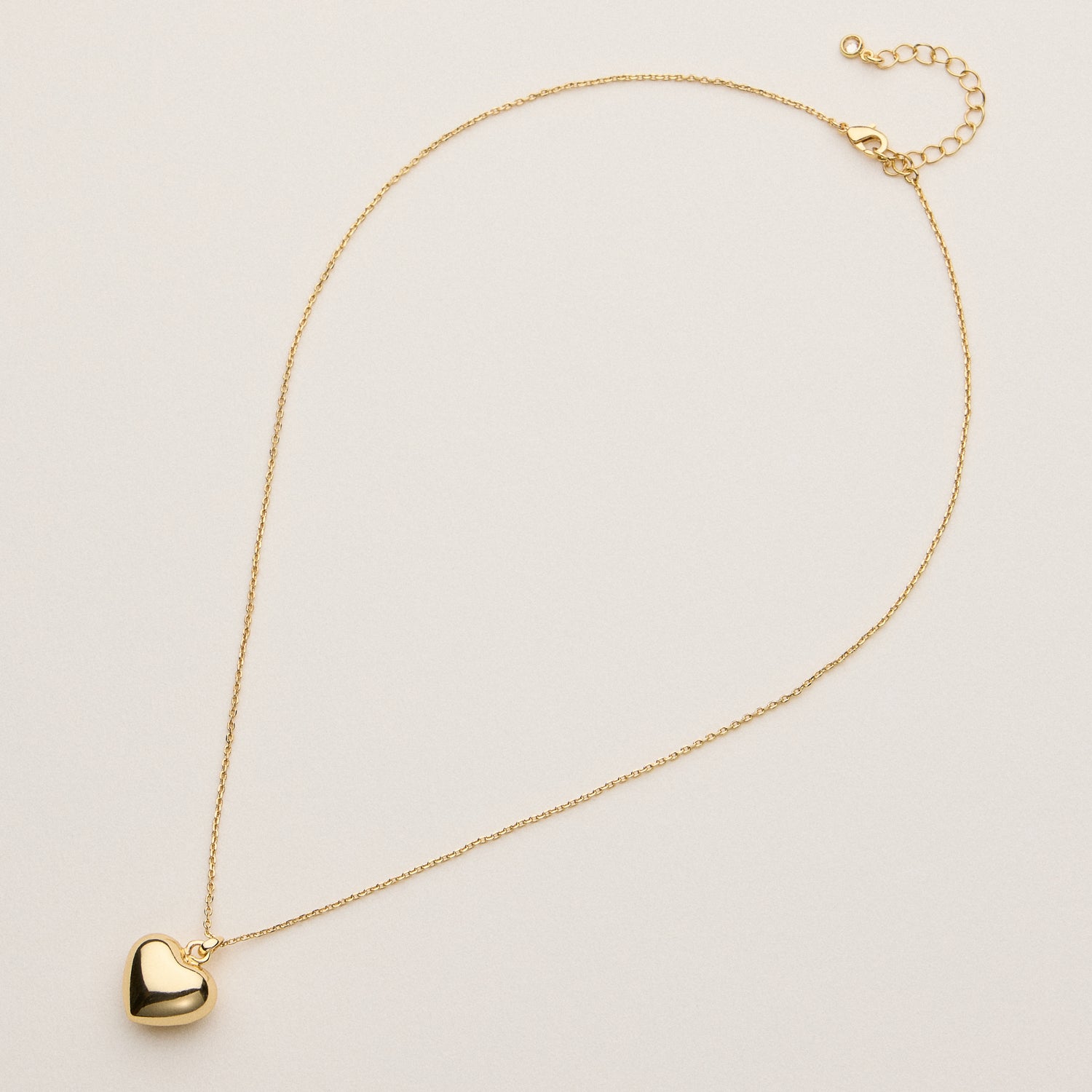 18K Gold Puffed Heart Necklace