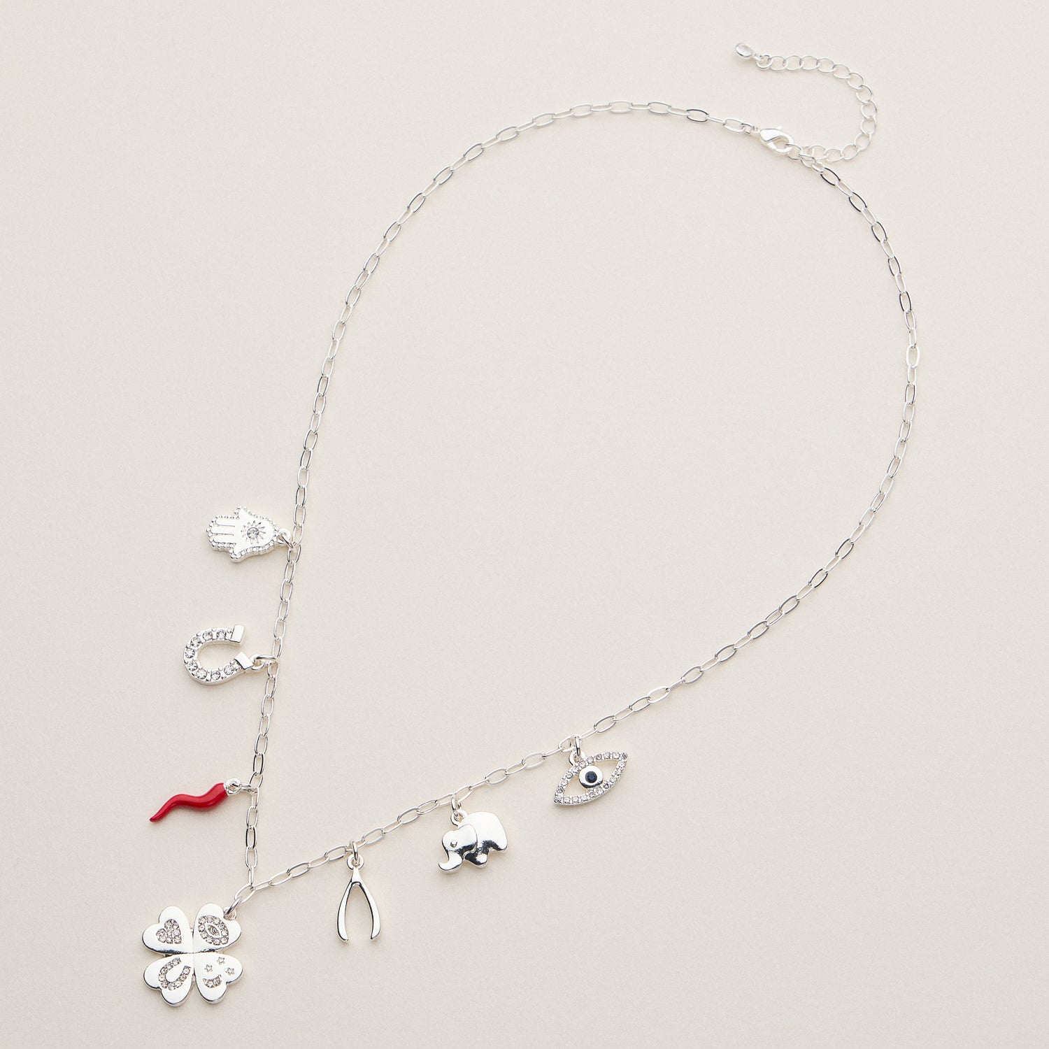 18K Gold-Dipped Fortune Charm Necklace
