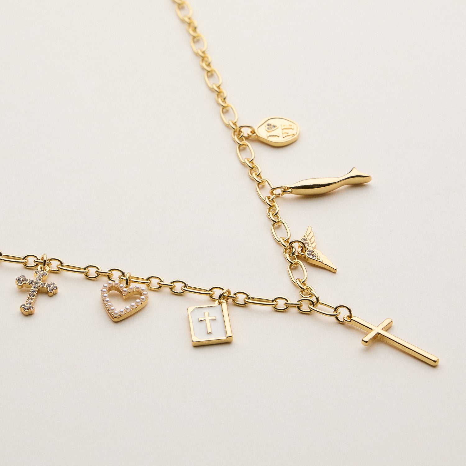 18K Gold-Dipped Faith & Love Charm Necklace