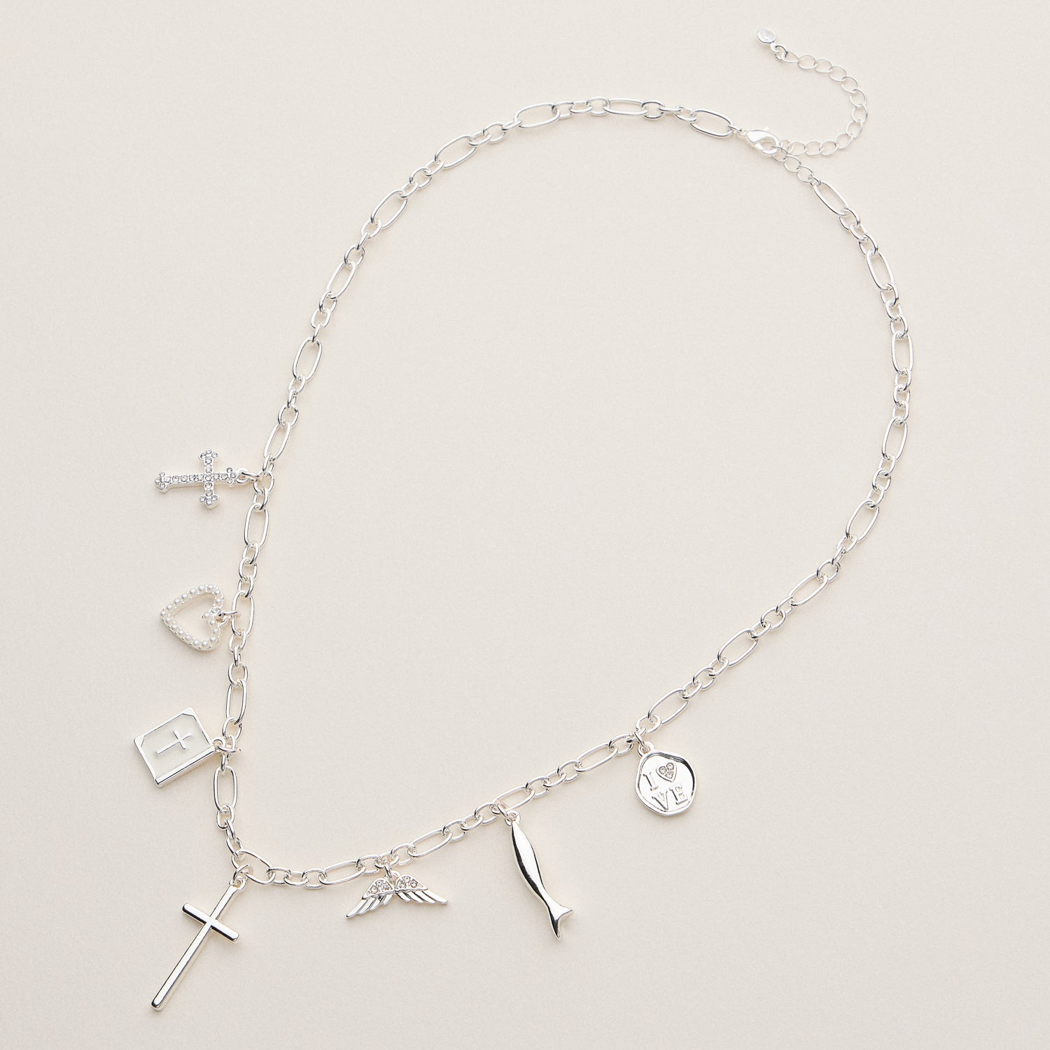 18K Gold-Dipped Faith & Love Charm Necklace