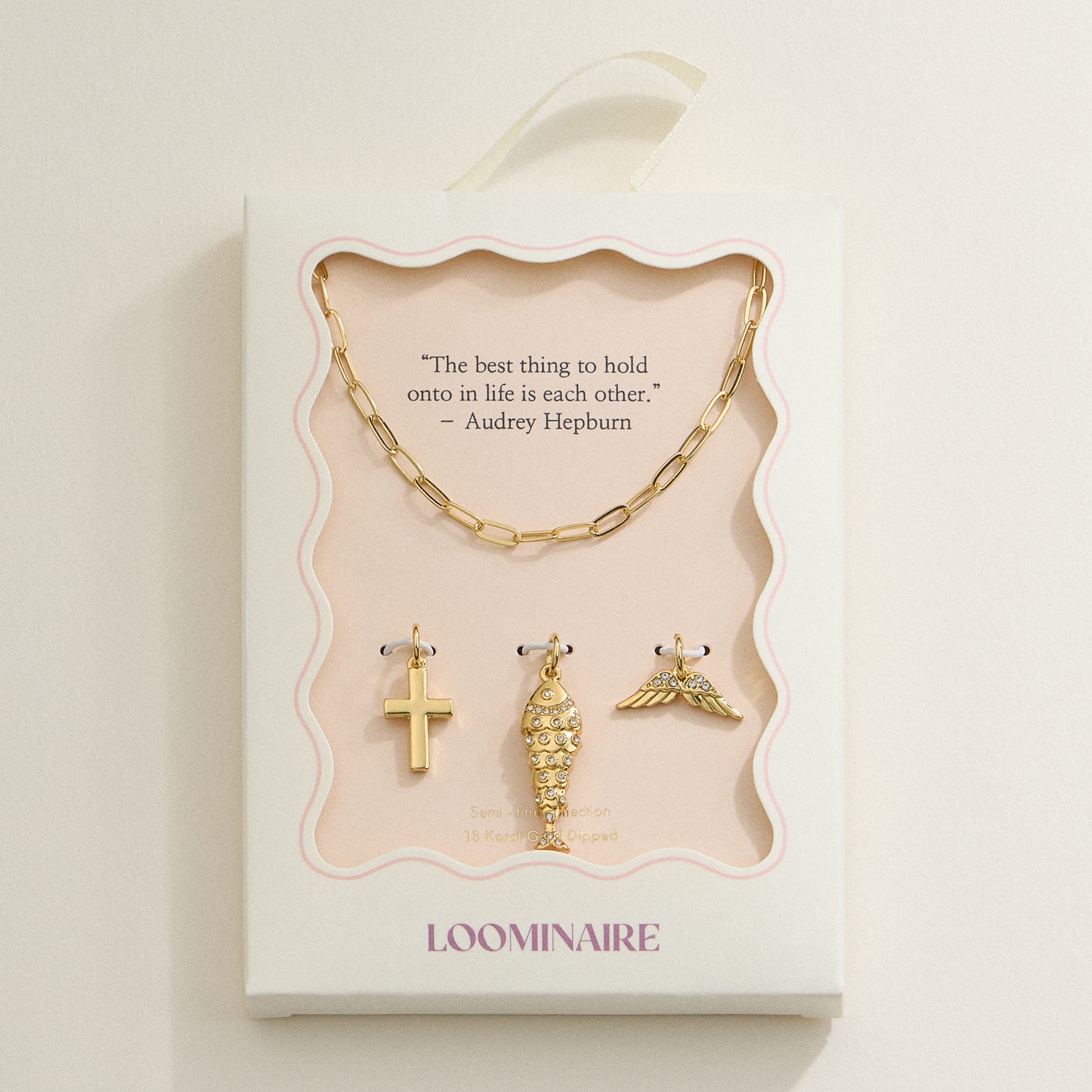 18K Gold-Dipped Faith Charm Necklace Set