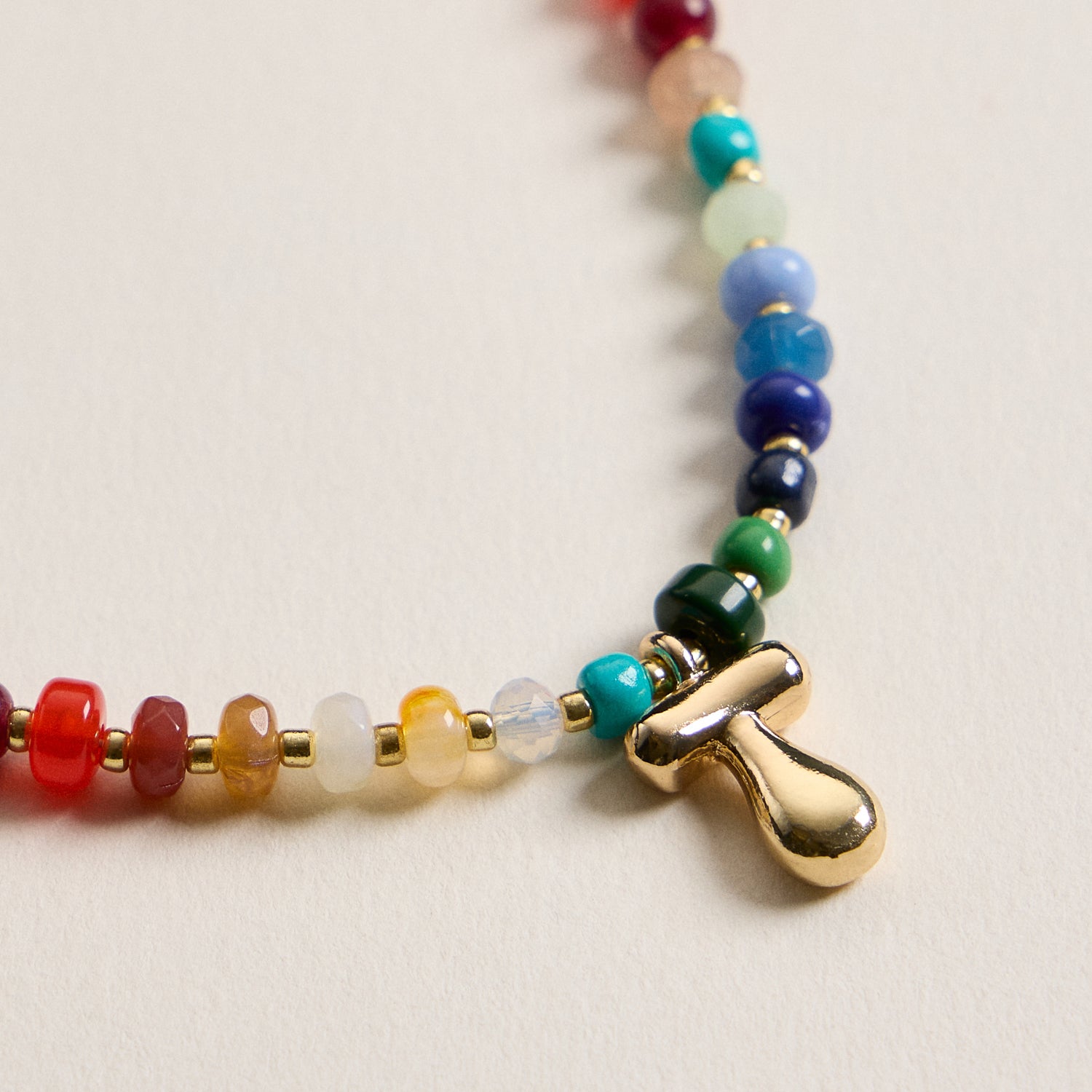 Vibrant Beaded Necklace with Personalized Gold Initial Charm