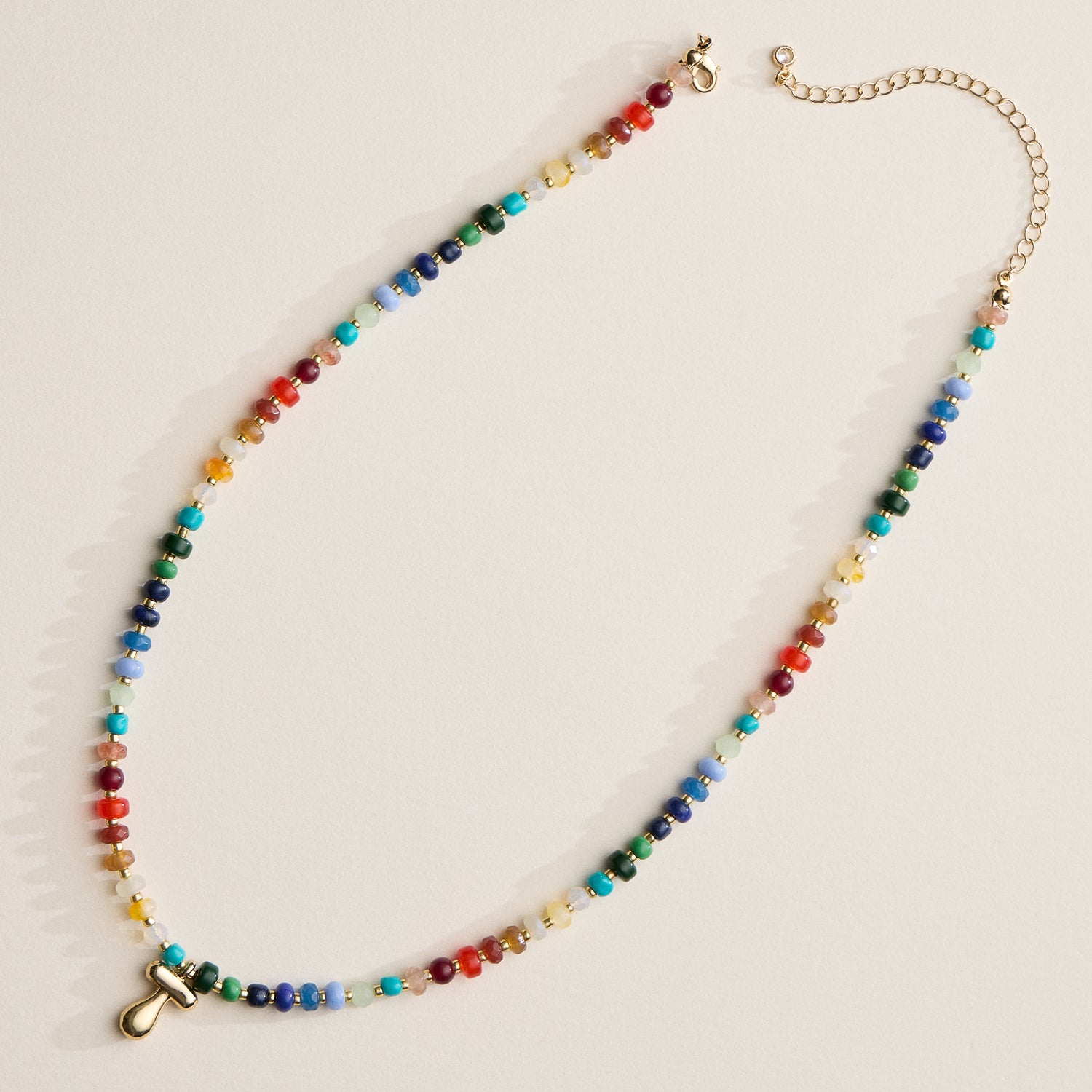 Vibrant Beaded Necklace with Personalized Gold Initial Charm