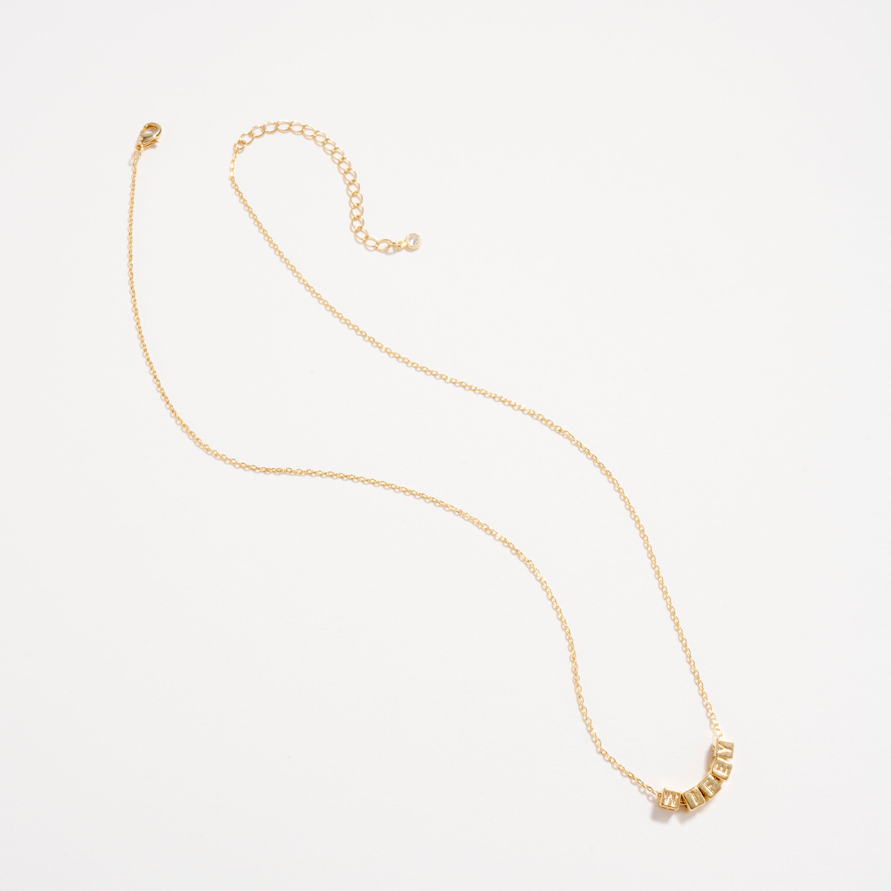 Gold Dipped WIFEY Cube Letter Necklace | Minimalist Chain Pendant, Semi-Fine Jewelry