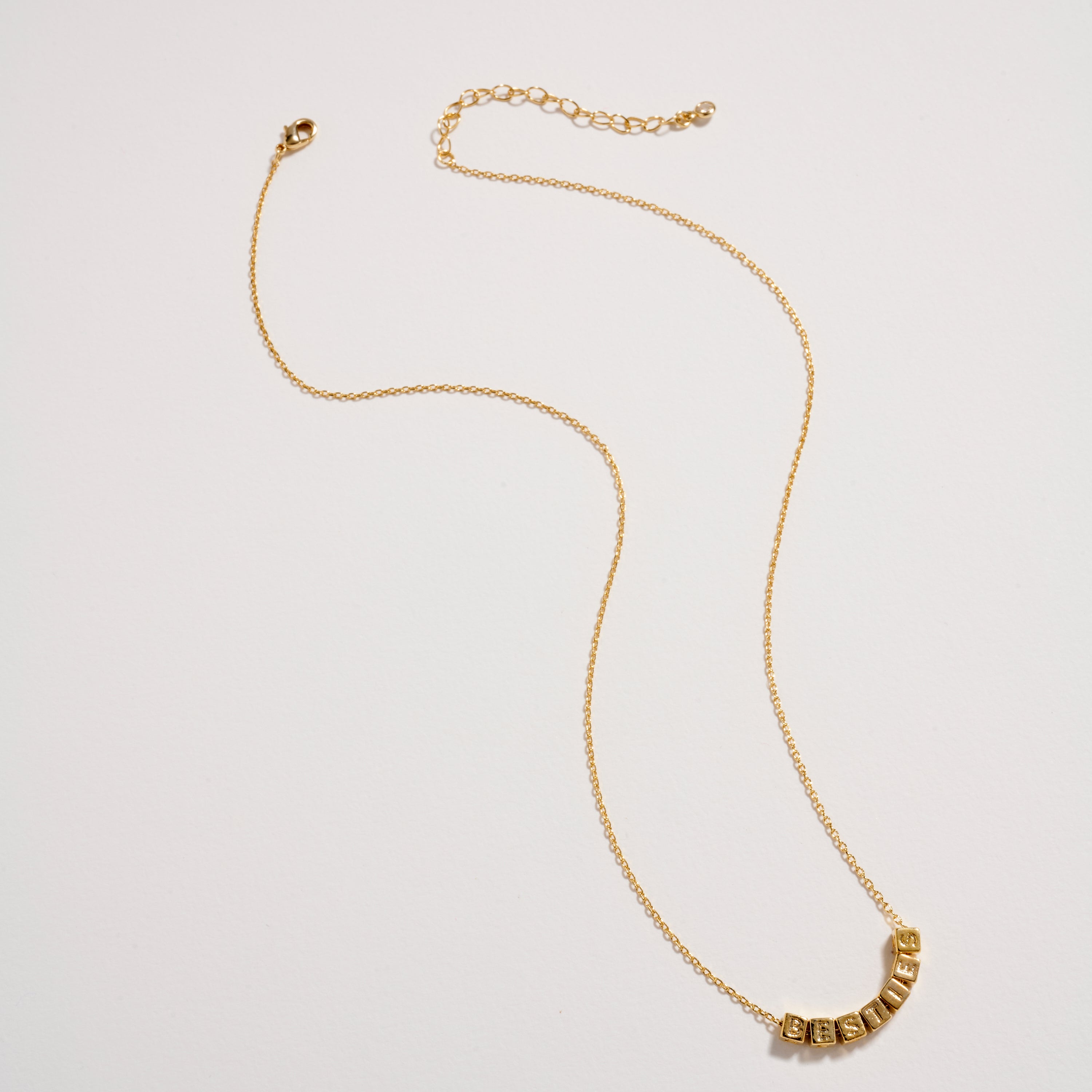 Gold Dipped 'Besties' Personalized Letter Bead Pendant Necklace | Minimalist Chain Pendant, Semi-Fine Jewelry